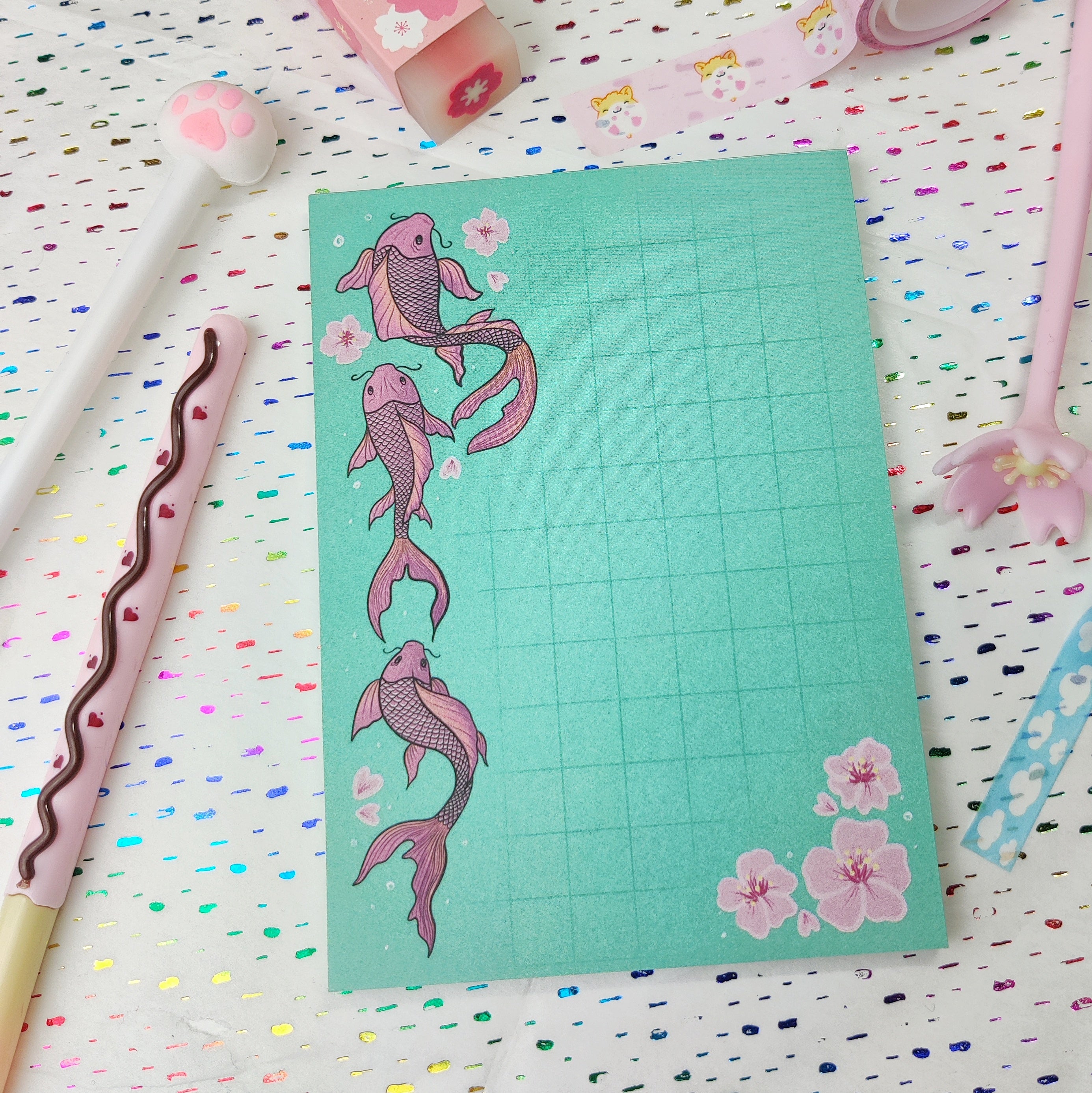 Notepad - pink koi fish