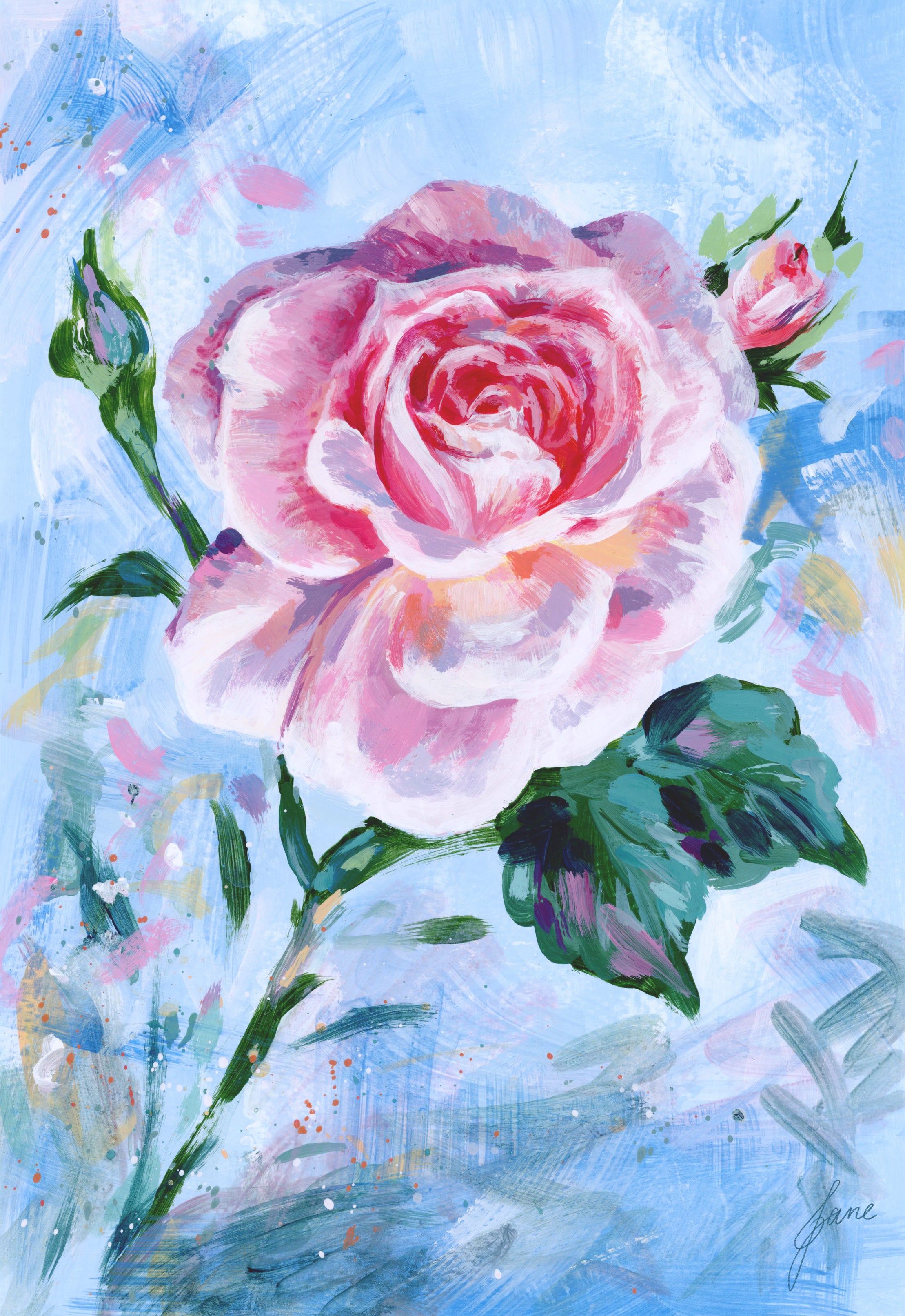 Painting pink rose