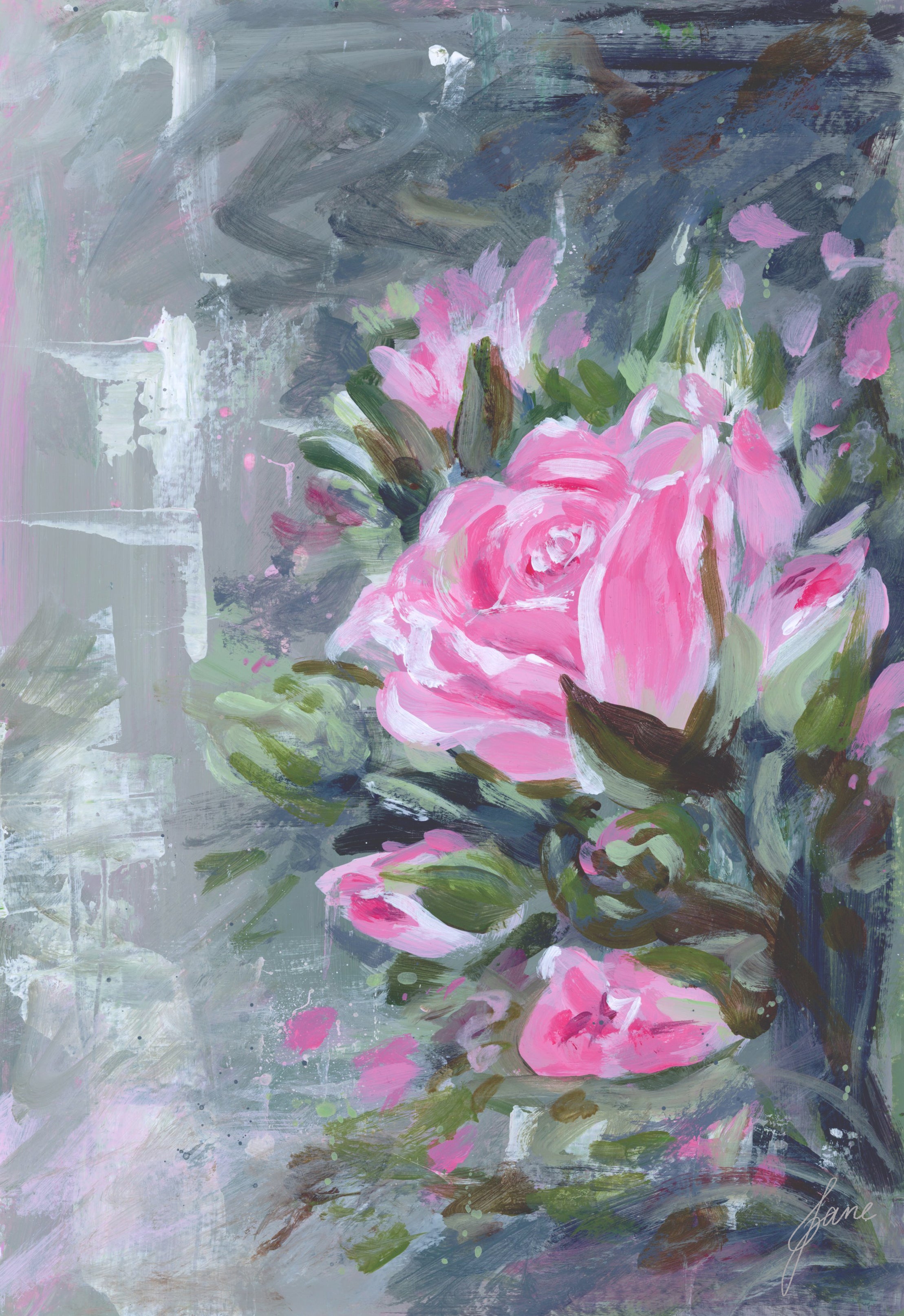 Painting - pink flowers