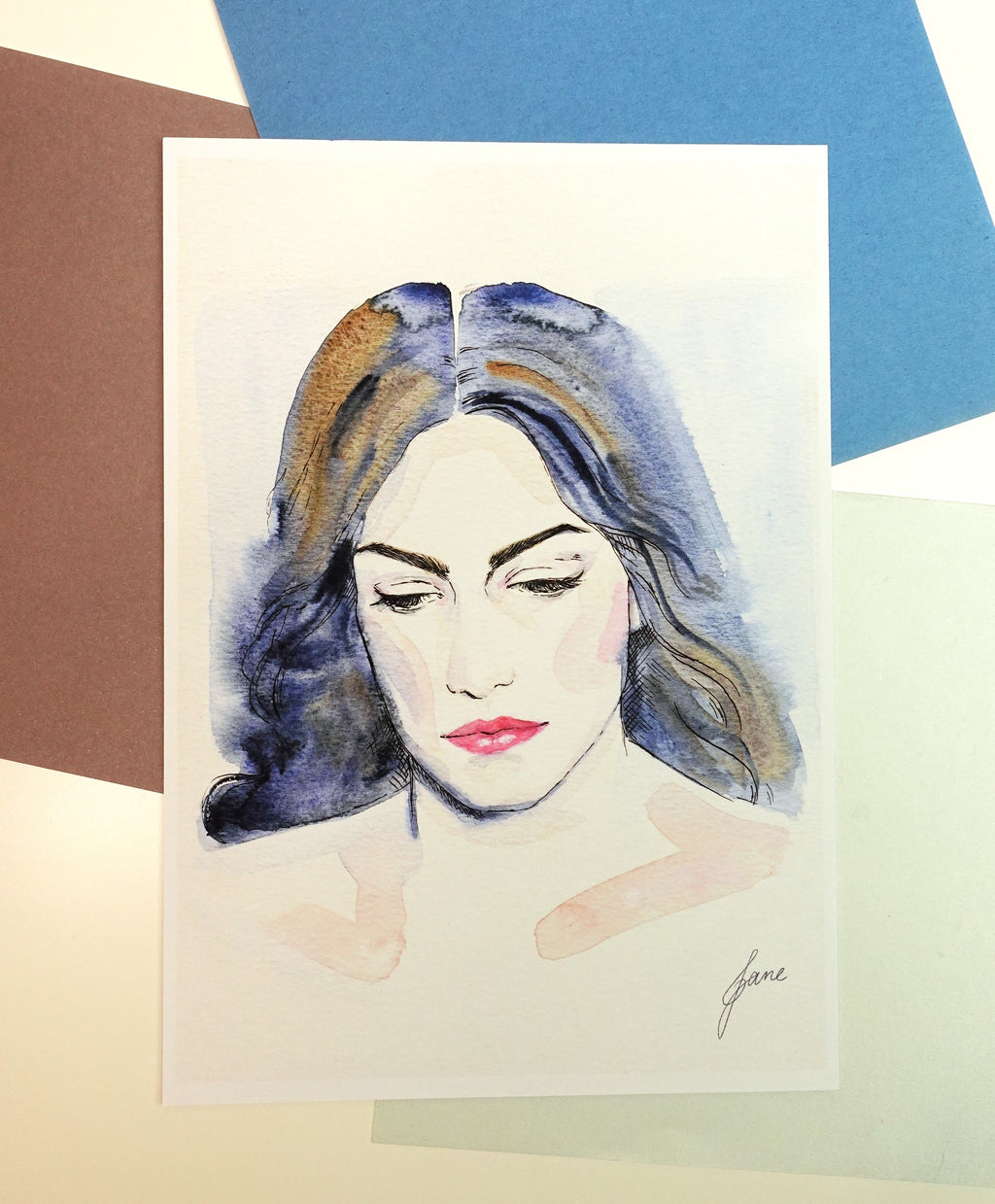 Arwen print - A5 art print of Arwen Undomiel from The Lord of the Rings original fanart watercolour ink painting