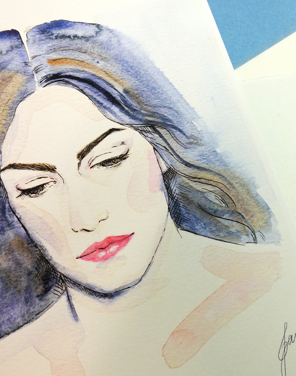 Arwen print - A5 art print of Arwen Undomiel from The Lord of the Rings original fanart watercolour ink painting