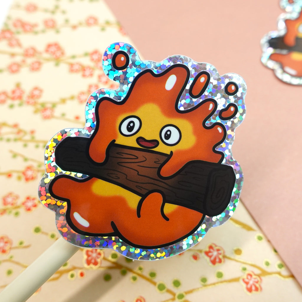 Calcifer sticker - holographic vinyl sticker - Studio Ghibli Howl's Moving Castle