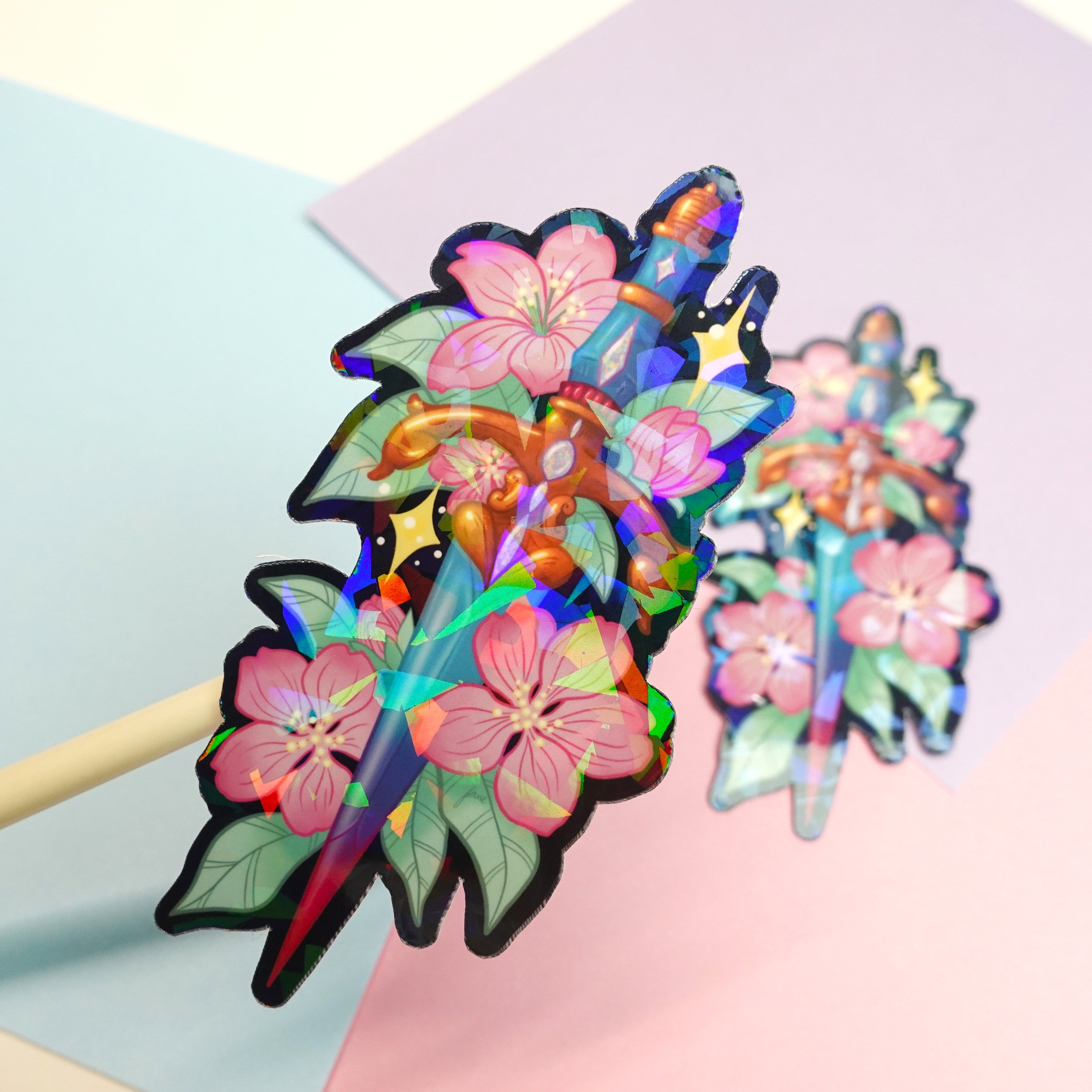 Dagger sticker - glossy sticker of original digital drawing