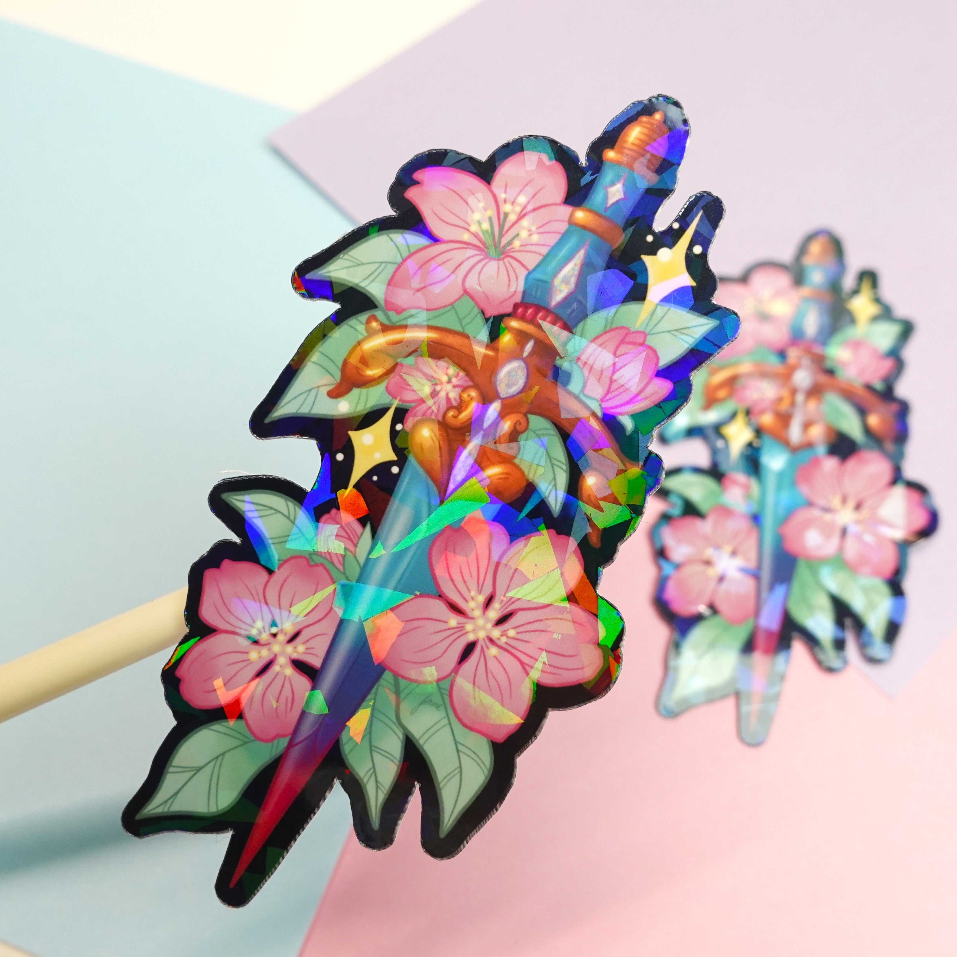 Dagger sticker - glossy sticker of original digital drawing