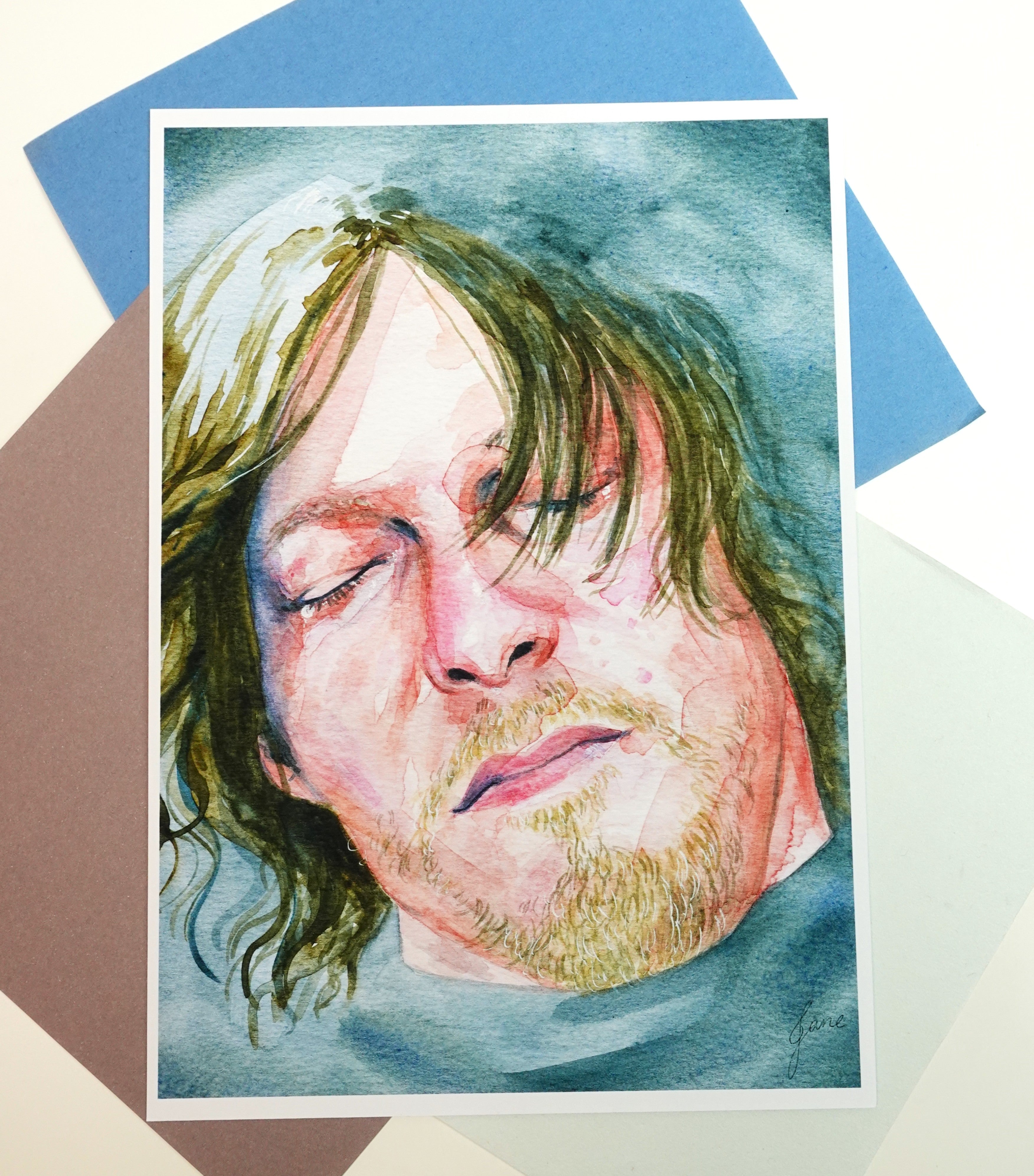 Sam print - A5 art print of Sam Porter Bridges from Death Stranding original fanart watercolour painting