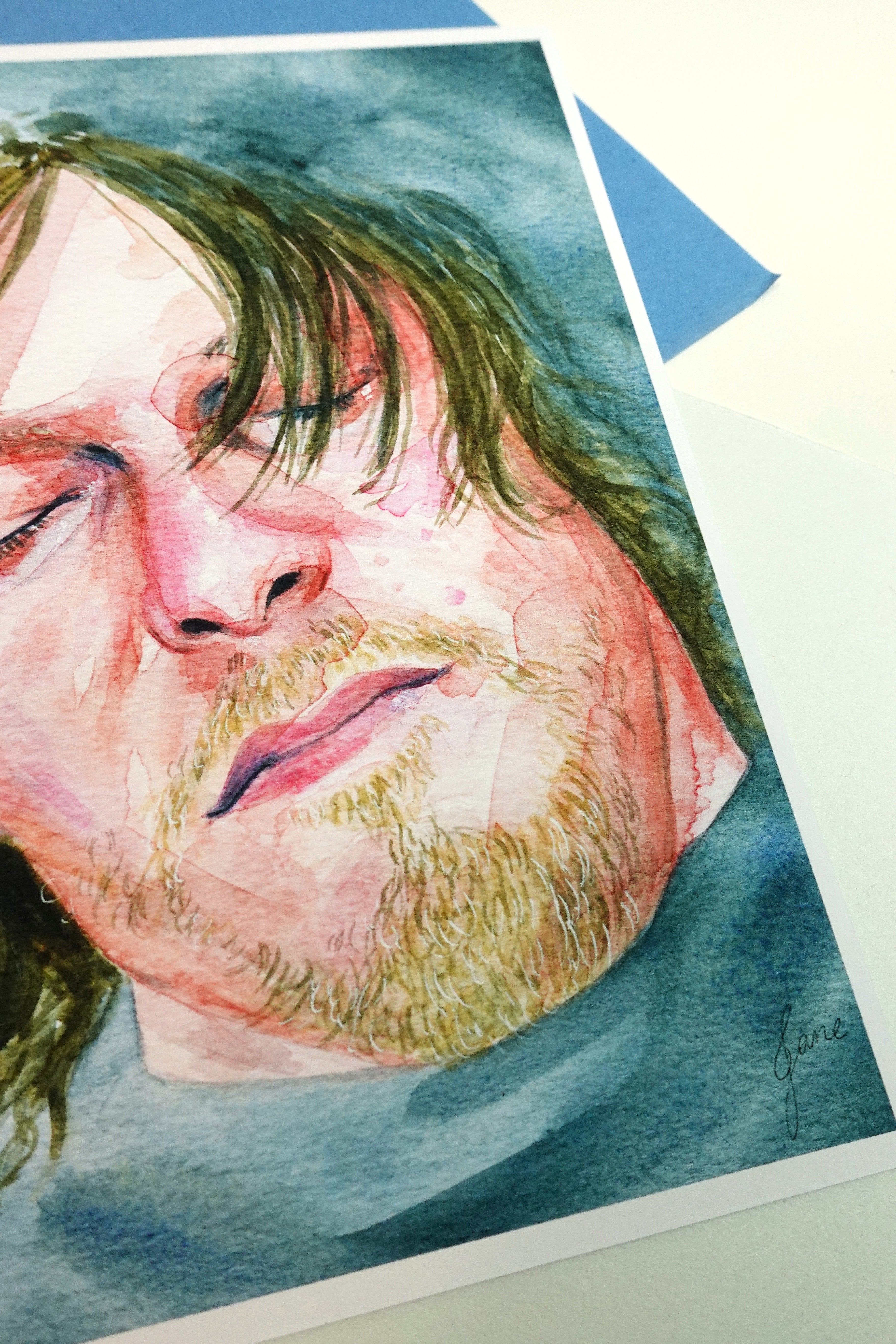 Sam print - A5 art print of Sam Porter Bridges from Death Stranding original fanart watercolour painting