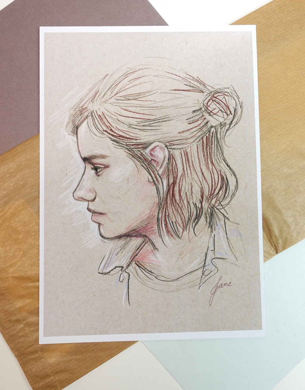 Ellie print - A5 art print of Ellie from The Last of Us original fanart pastel drawing