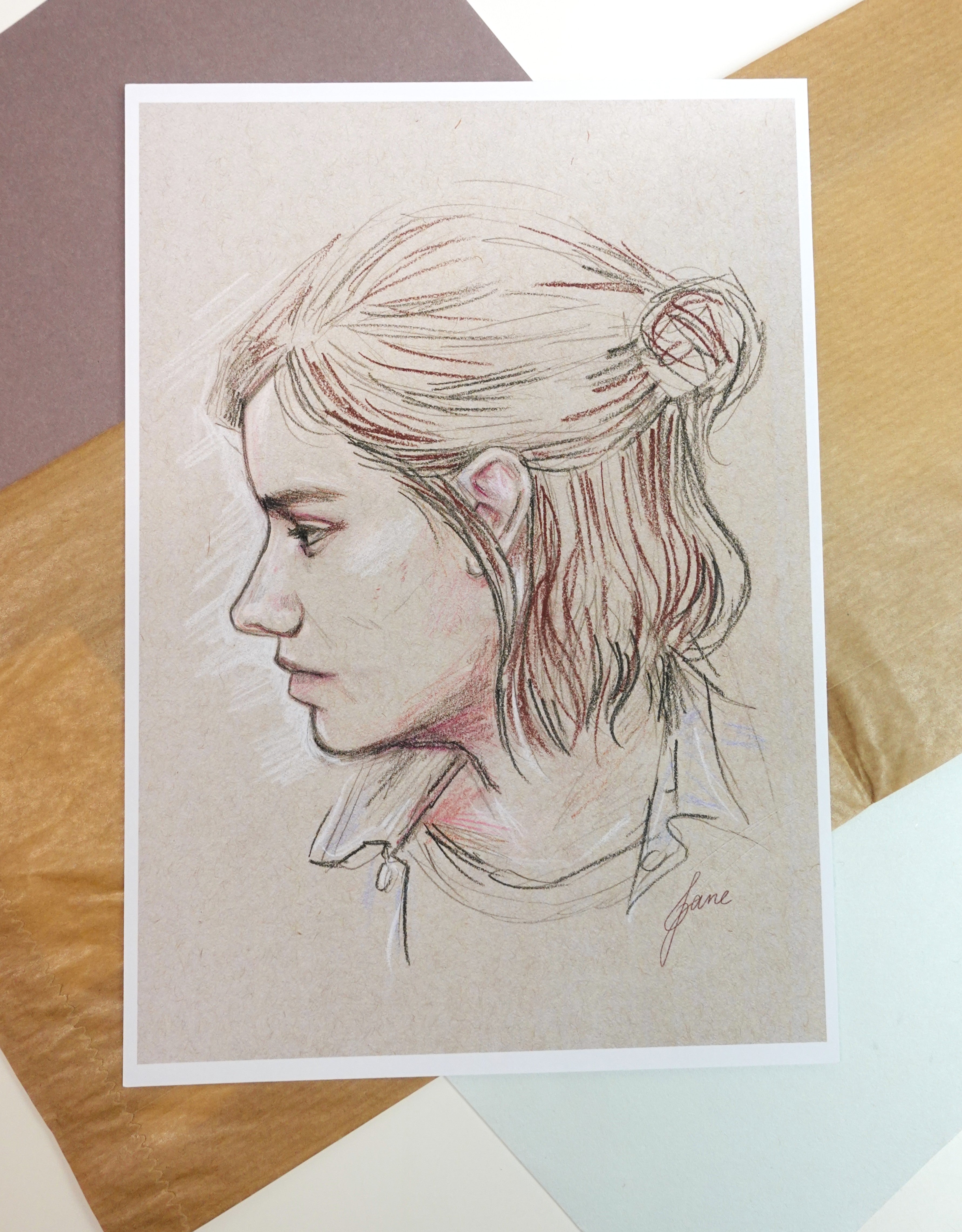 Ellie print - A5 art print of Ellie from The Last of Us original fanart pastel drawing