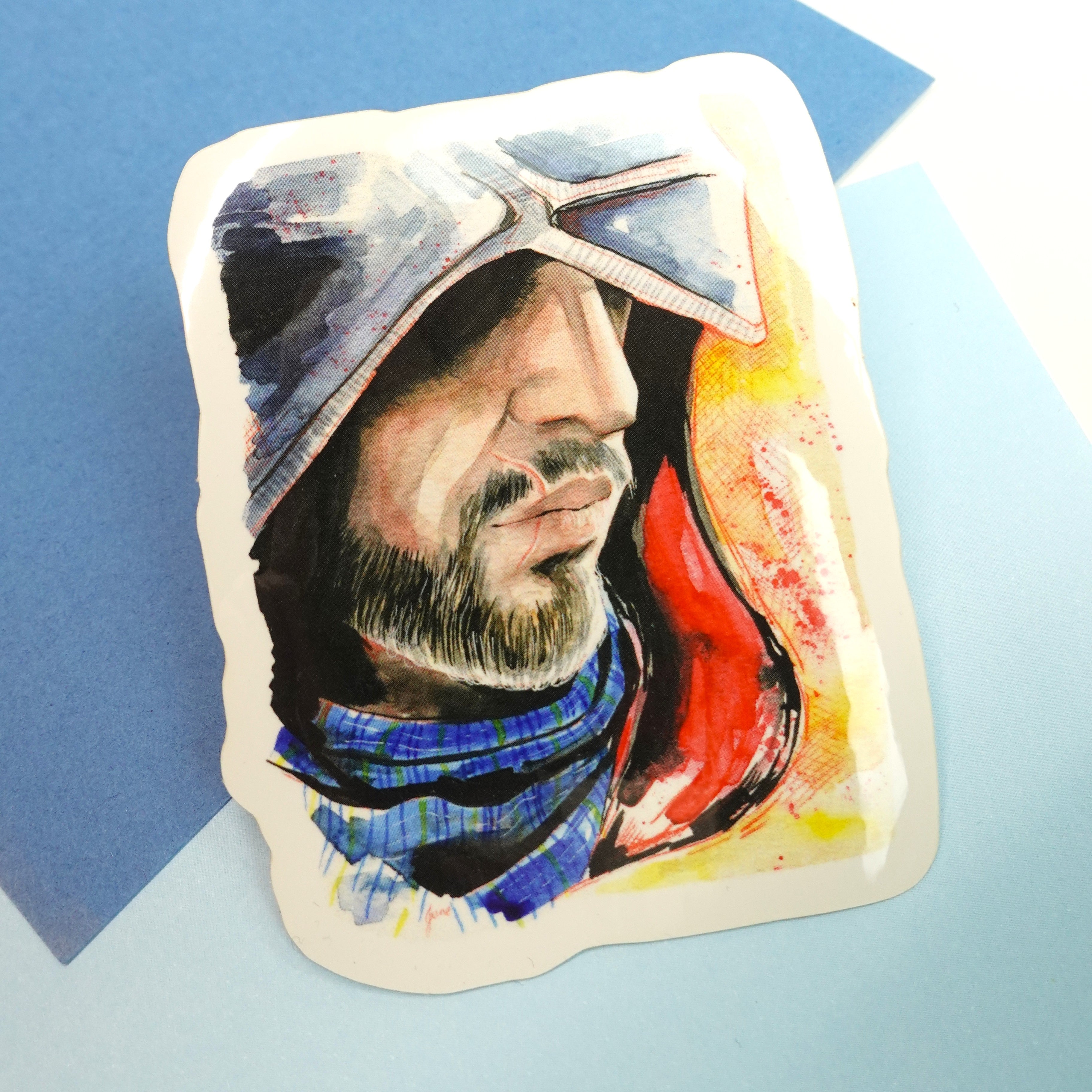 Ezio sticker - Assassin's Creed fanart sticker of original watercolour painting