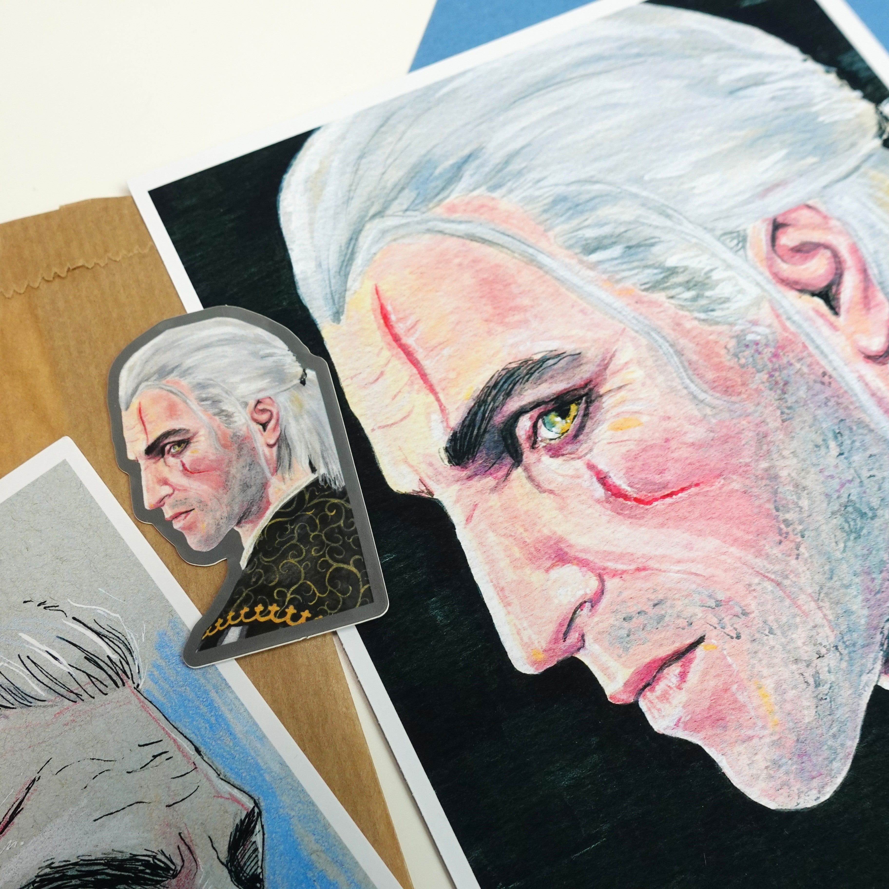 Geralt sticker - The Witcher watercolour painting vinyl sticker