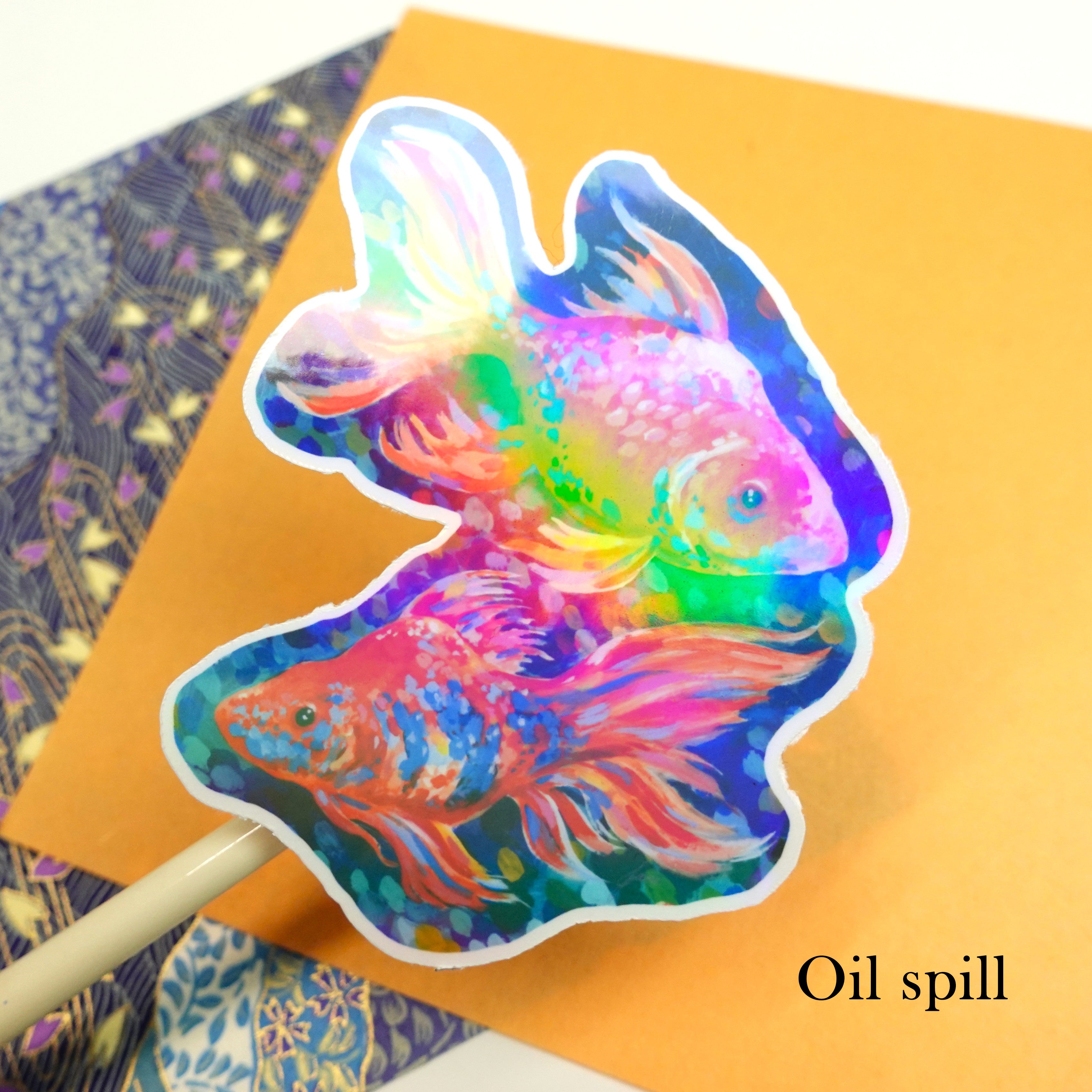 Goldfish sticker -  glossy or holographic sticker of original acrylic painting