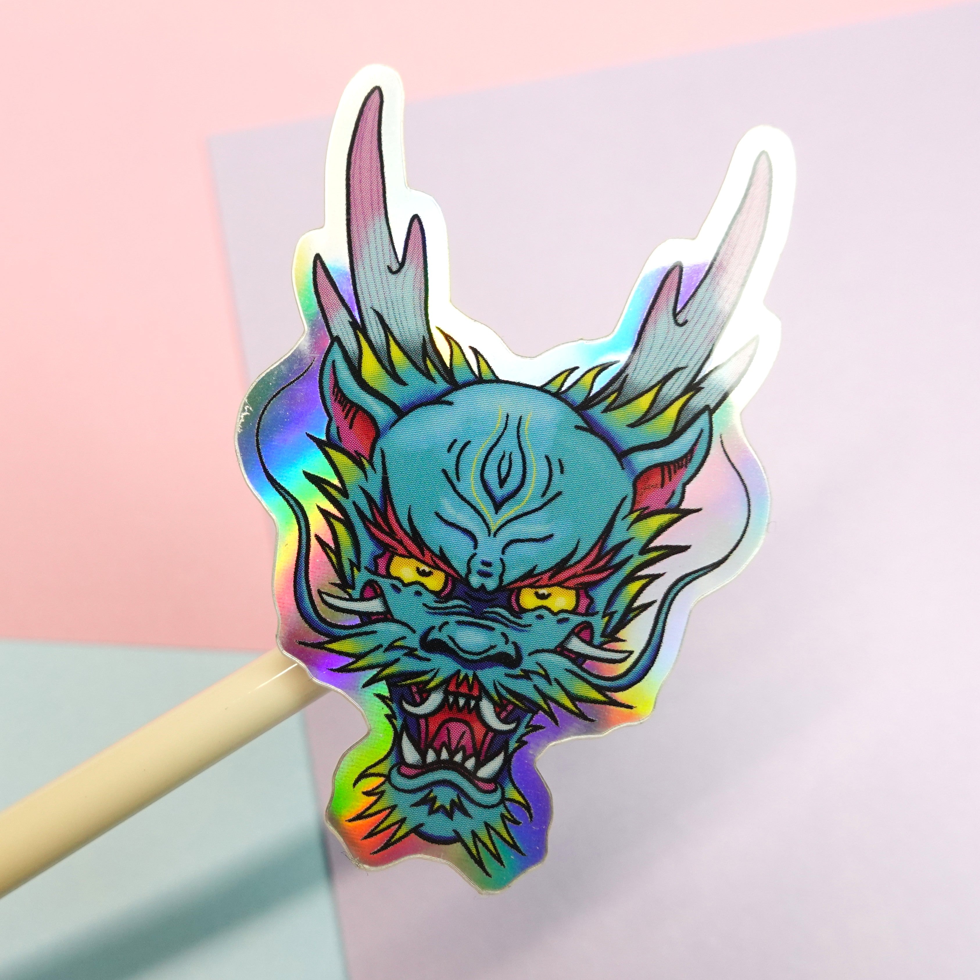 Dragon sticker - holographic Japanese dragon vinyl sticker