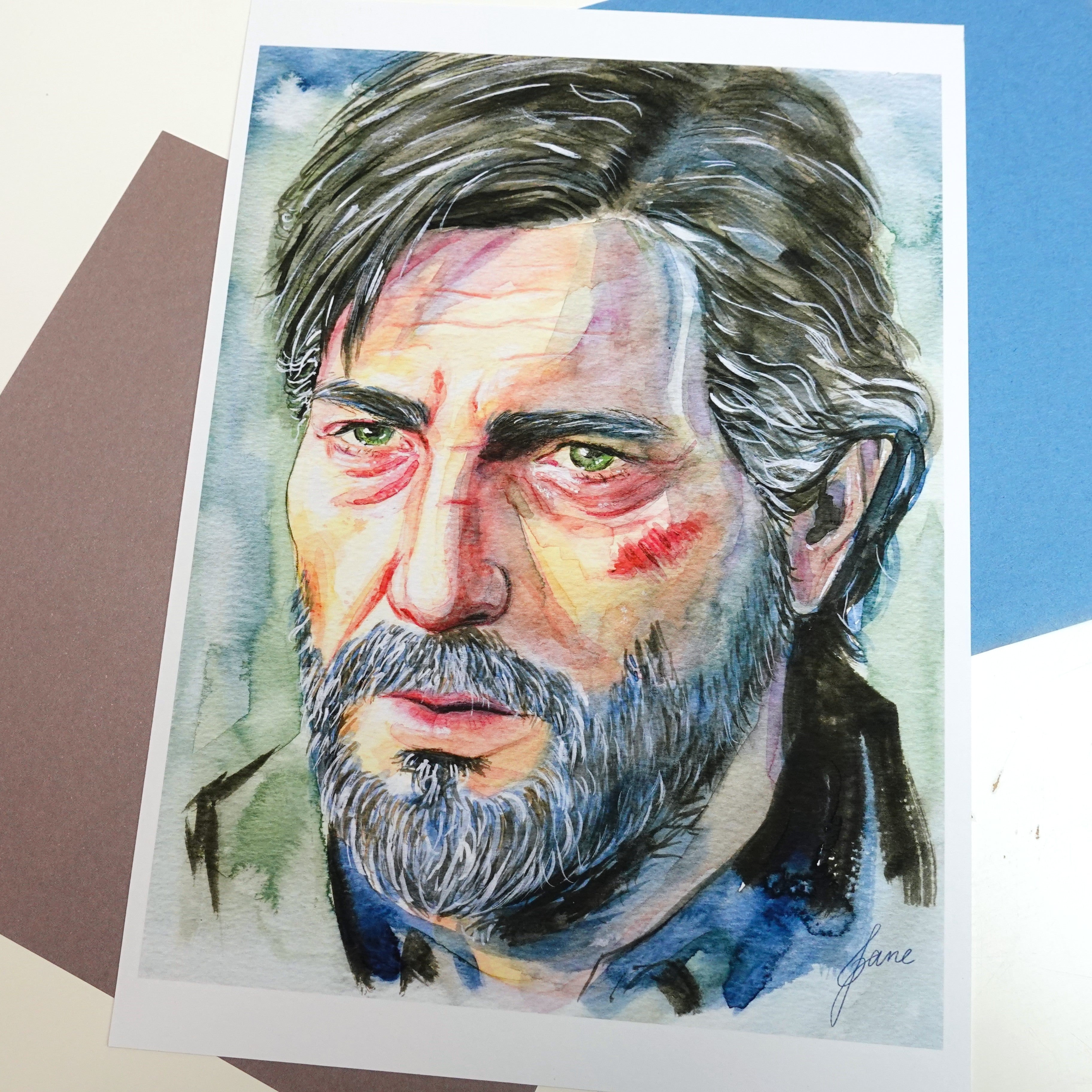 Joel print - A5 art print of The Last of Us original fanart watercolour painting