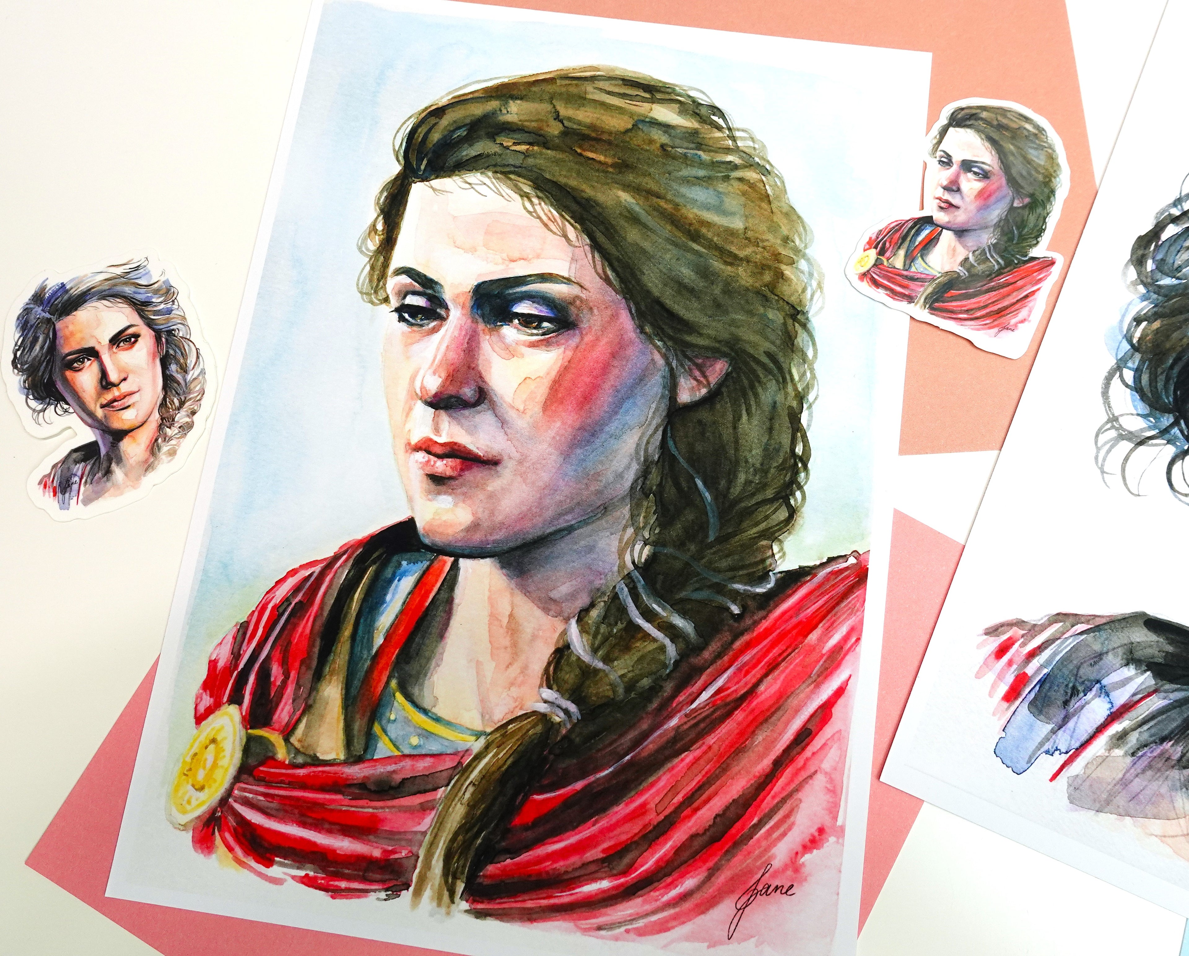 Kassandra print - A5 art print of original fanart painting Assassin's Creed Odyssey - matte or satin