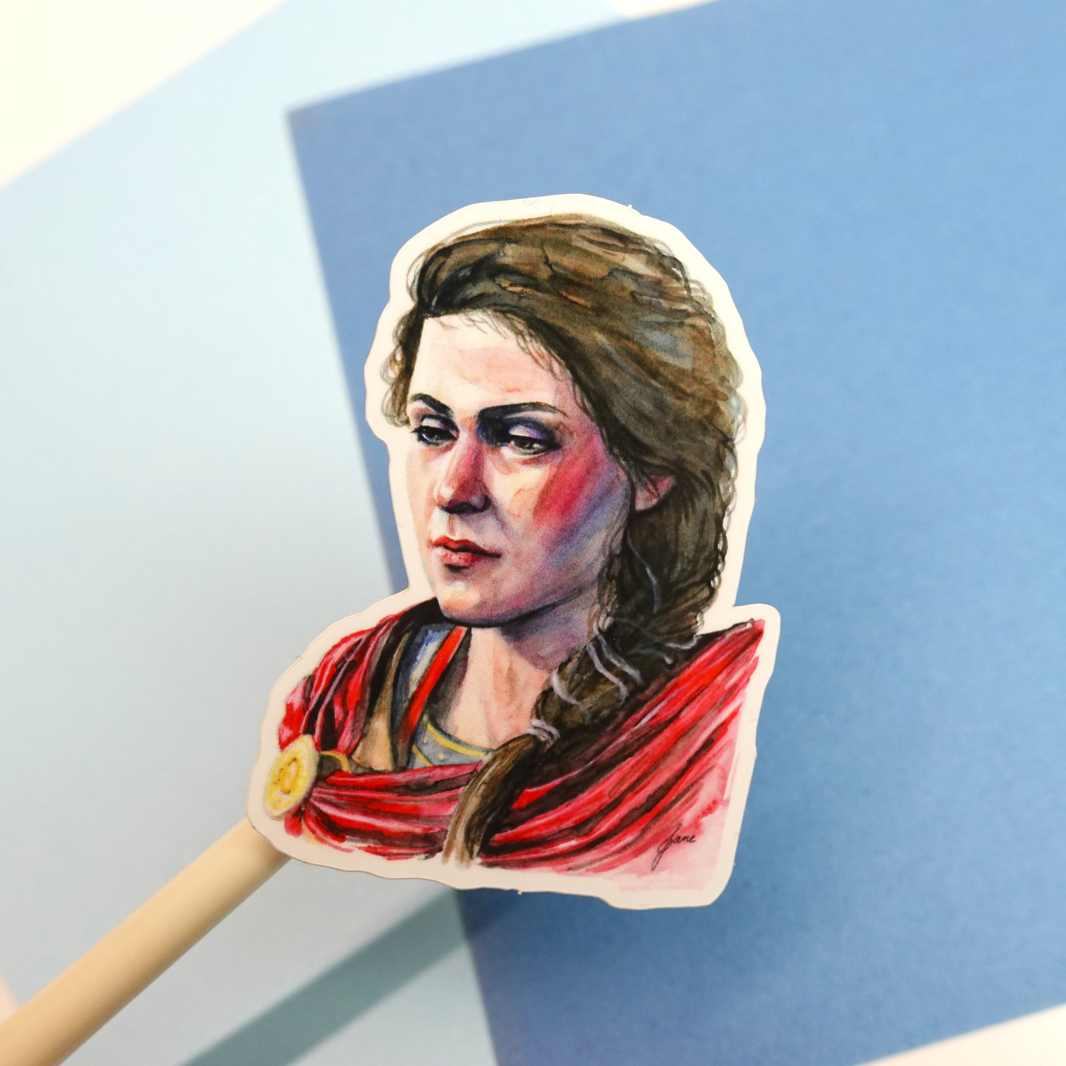 Kassandra sticker 2 - Assassin's Creed Odyssey watercolour painting vinyl sticker
