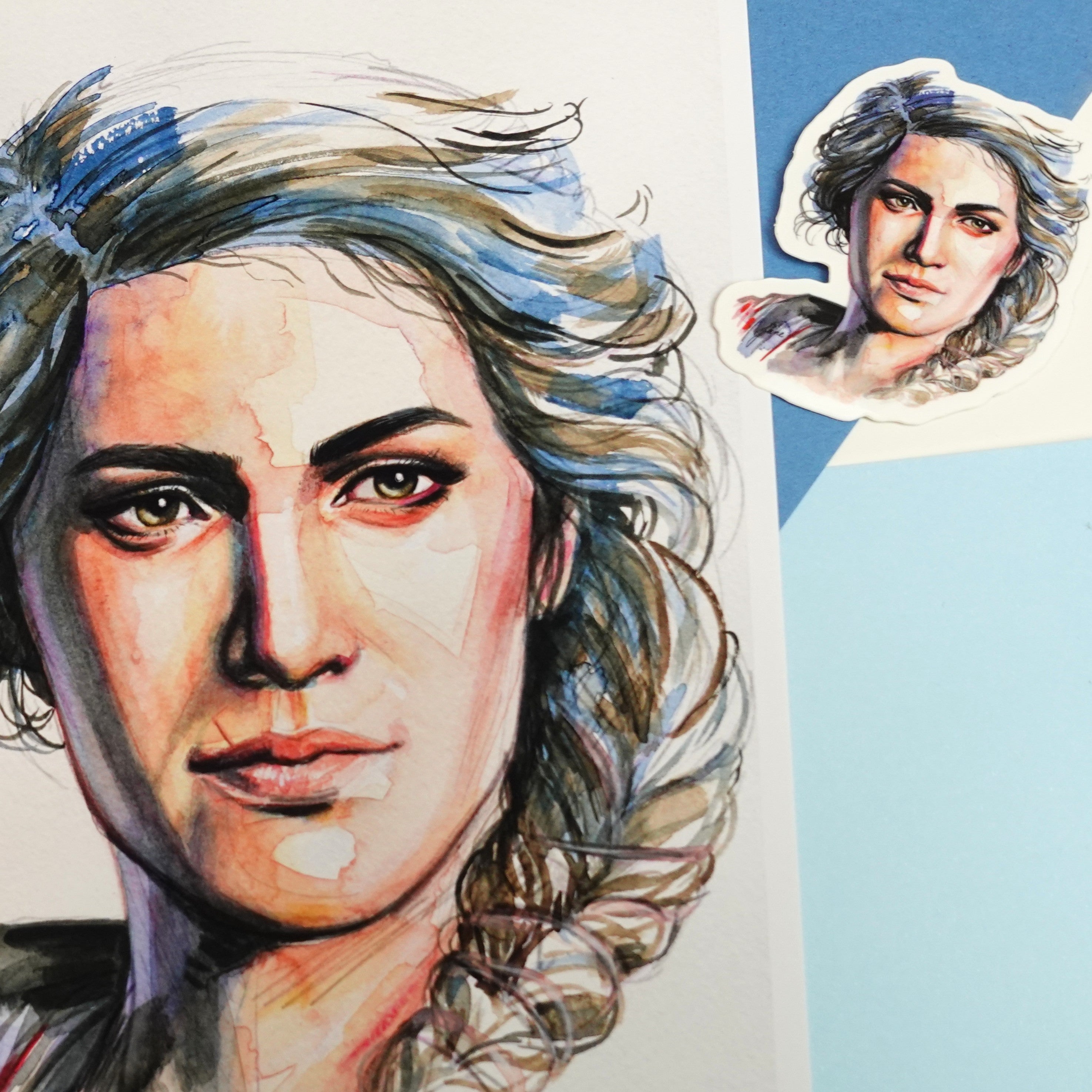 Kassandra sticker - Assassin's Creed Odyssey watercolour painting vinyl sticker