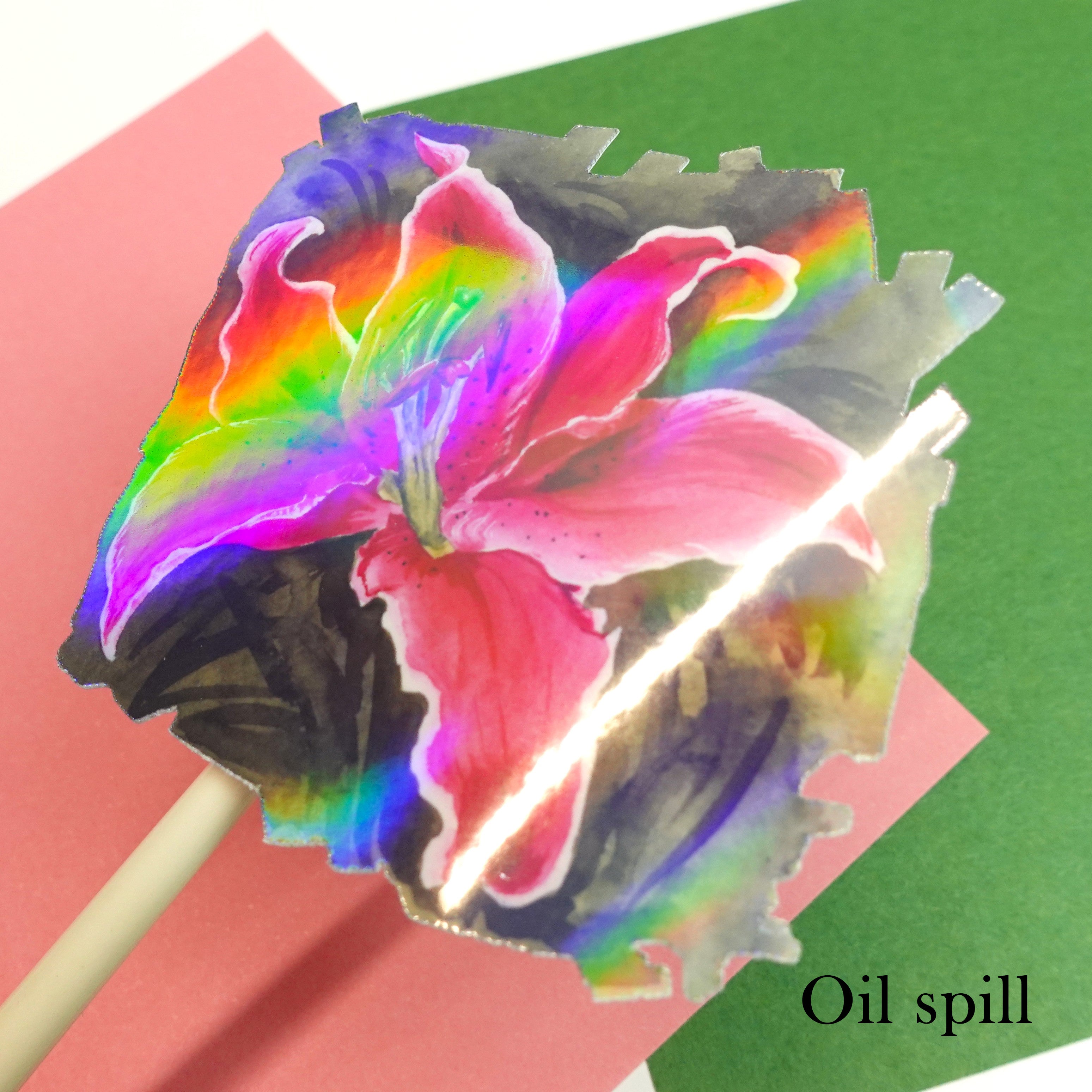 Lily sticker - glossy or holographic sticker of original watercolour painting