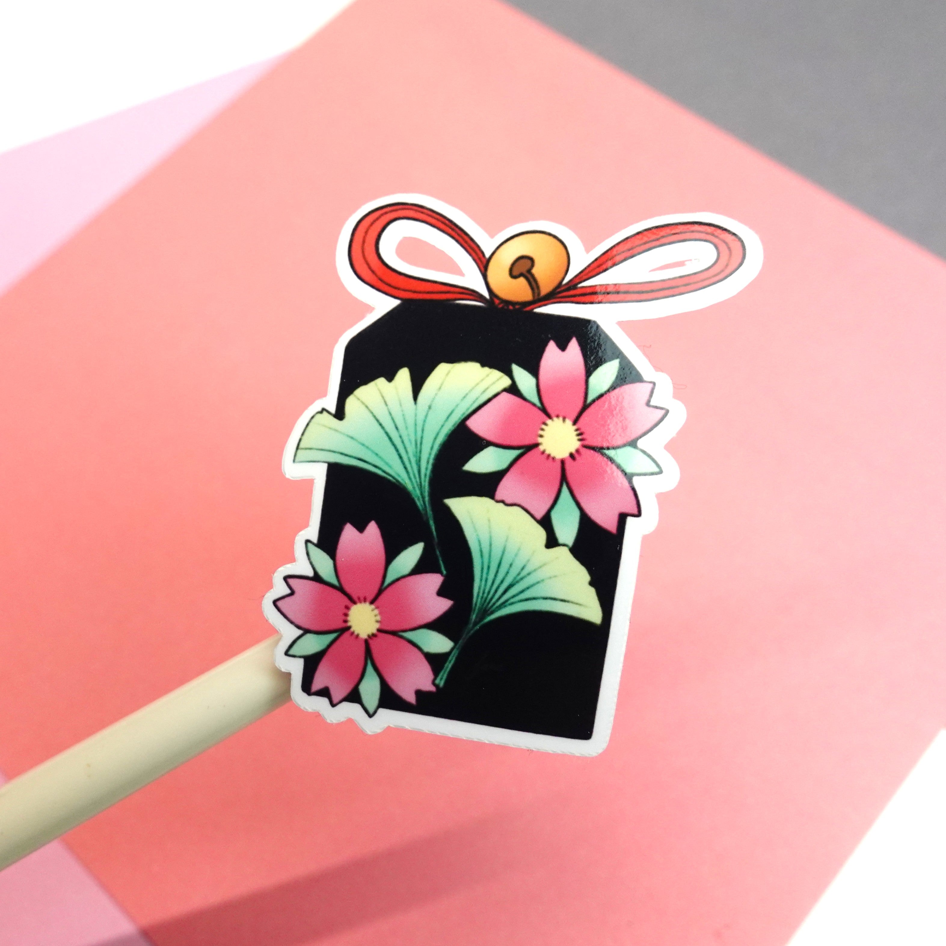 Omamori sticker set - glossy or holographic stickers of original digital drawings - Japanese temple shrine charms