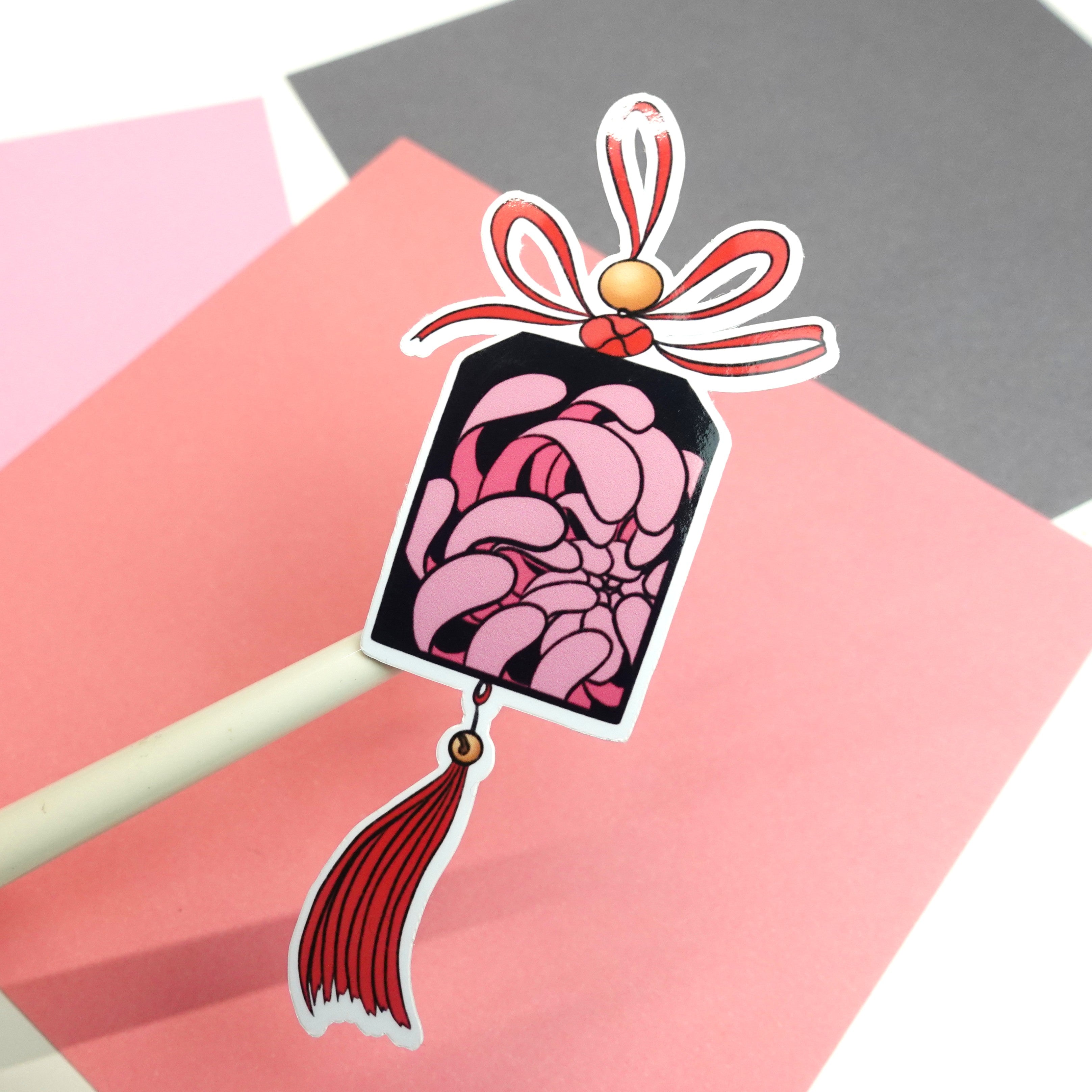 Omamori sticker set - glossy or holographic stickers of original digital drawings - Japanese temple shrine charms