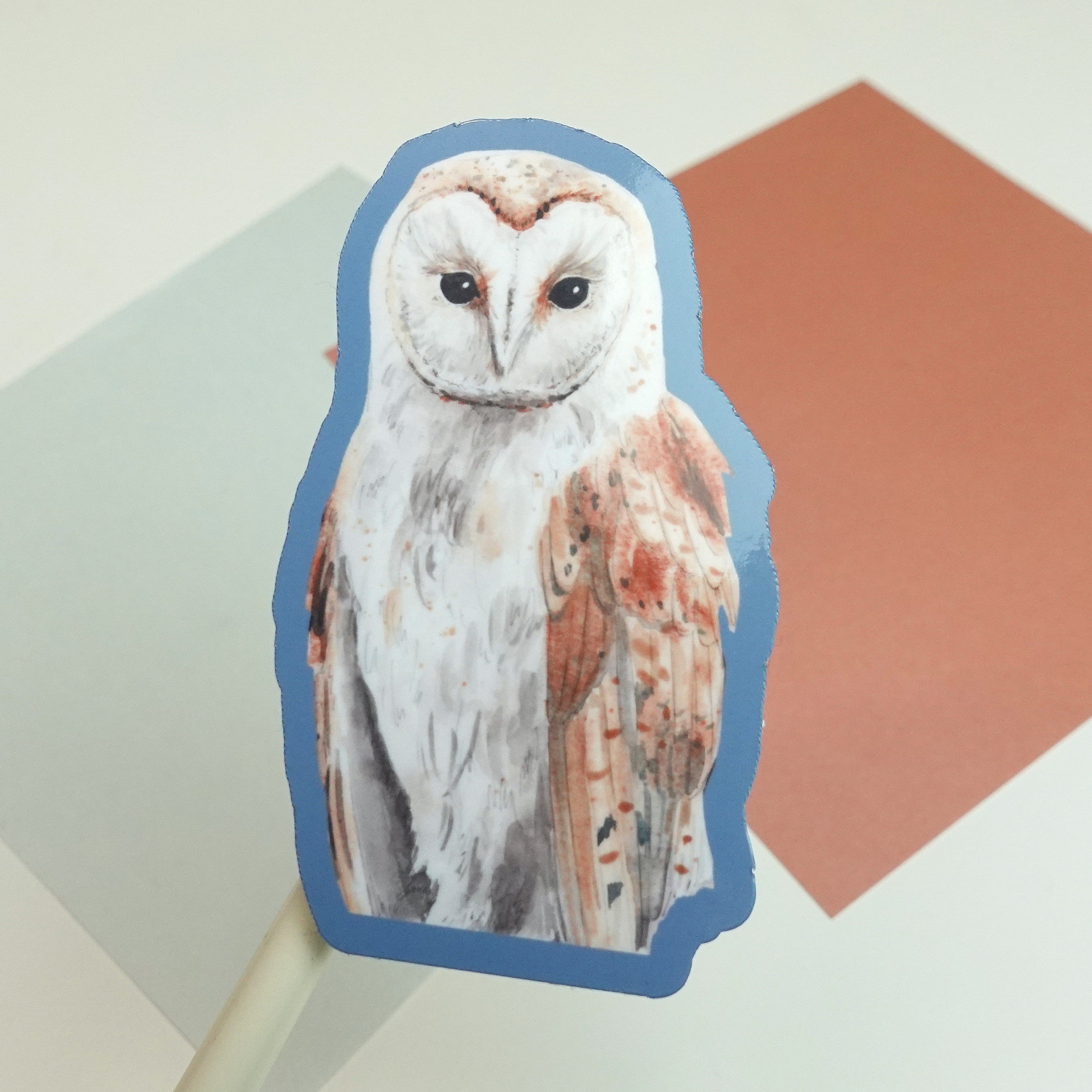 Owl sticker - glossy or holographic sticker of original watercolour painting