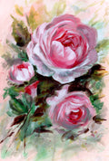 Original - pink roses A3 acrylic painting