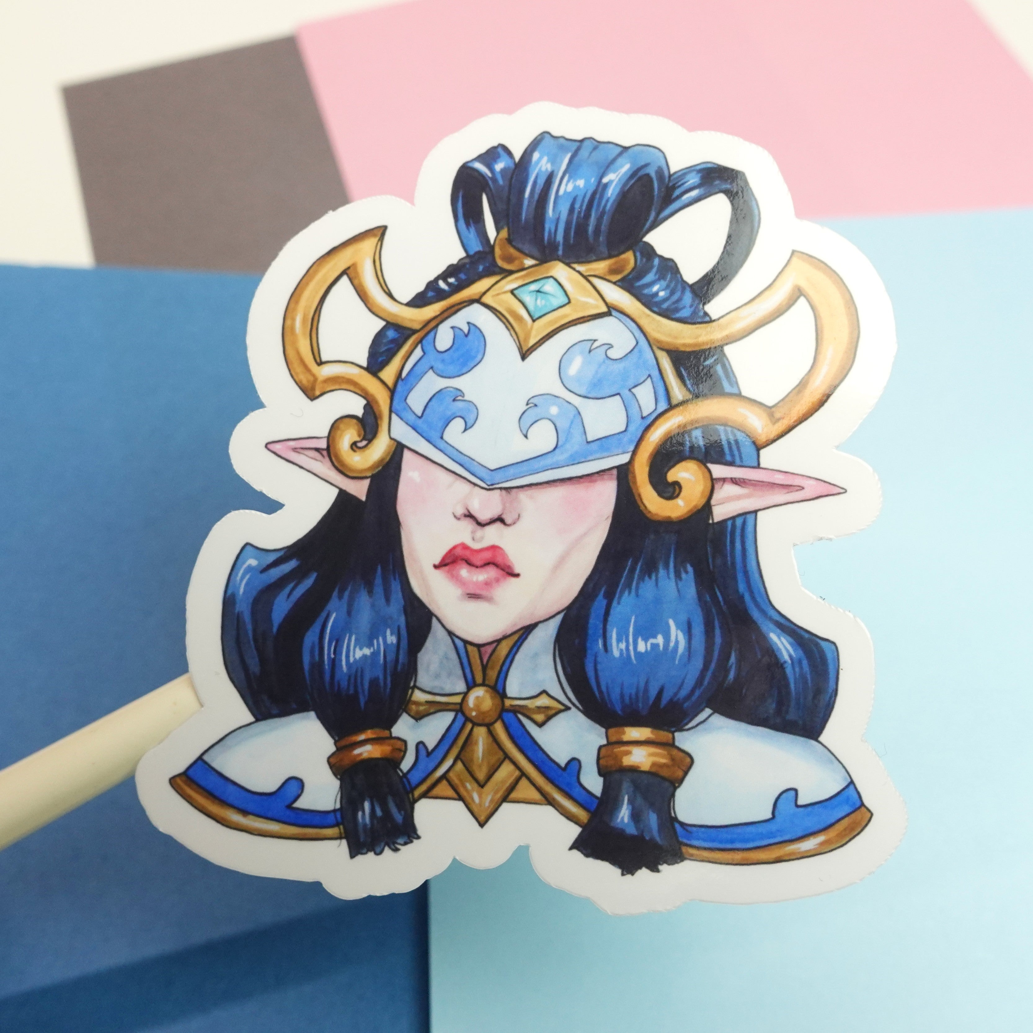 Kindred porcelain sticker - glossy or holographic sticker of League of Legends fanart watercolour painting