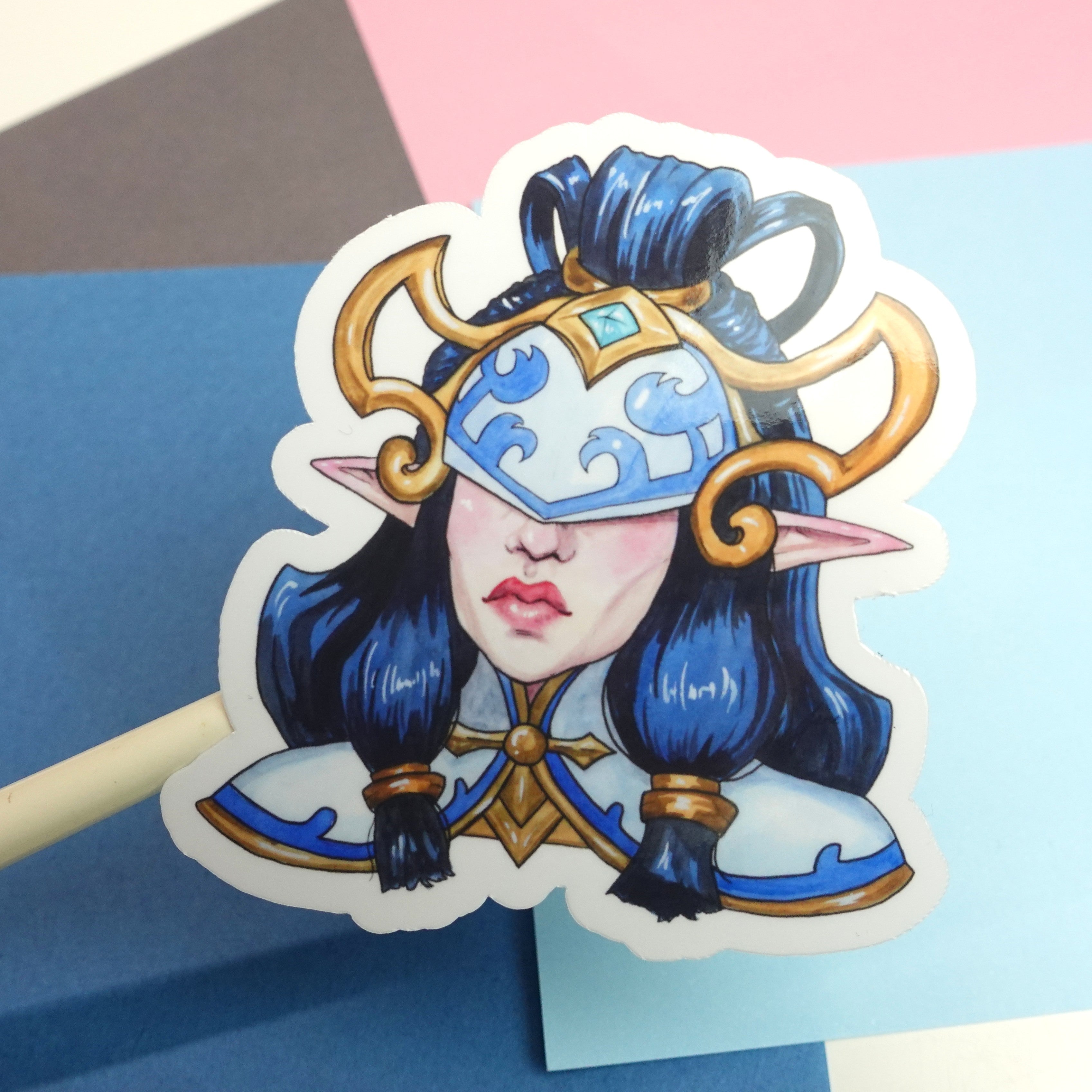 Kindred porcelain sticker - glossy or holographic sticker of League of Legends fanart watercolour painting