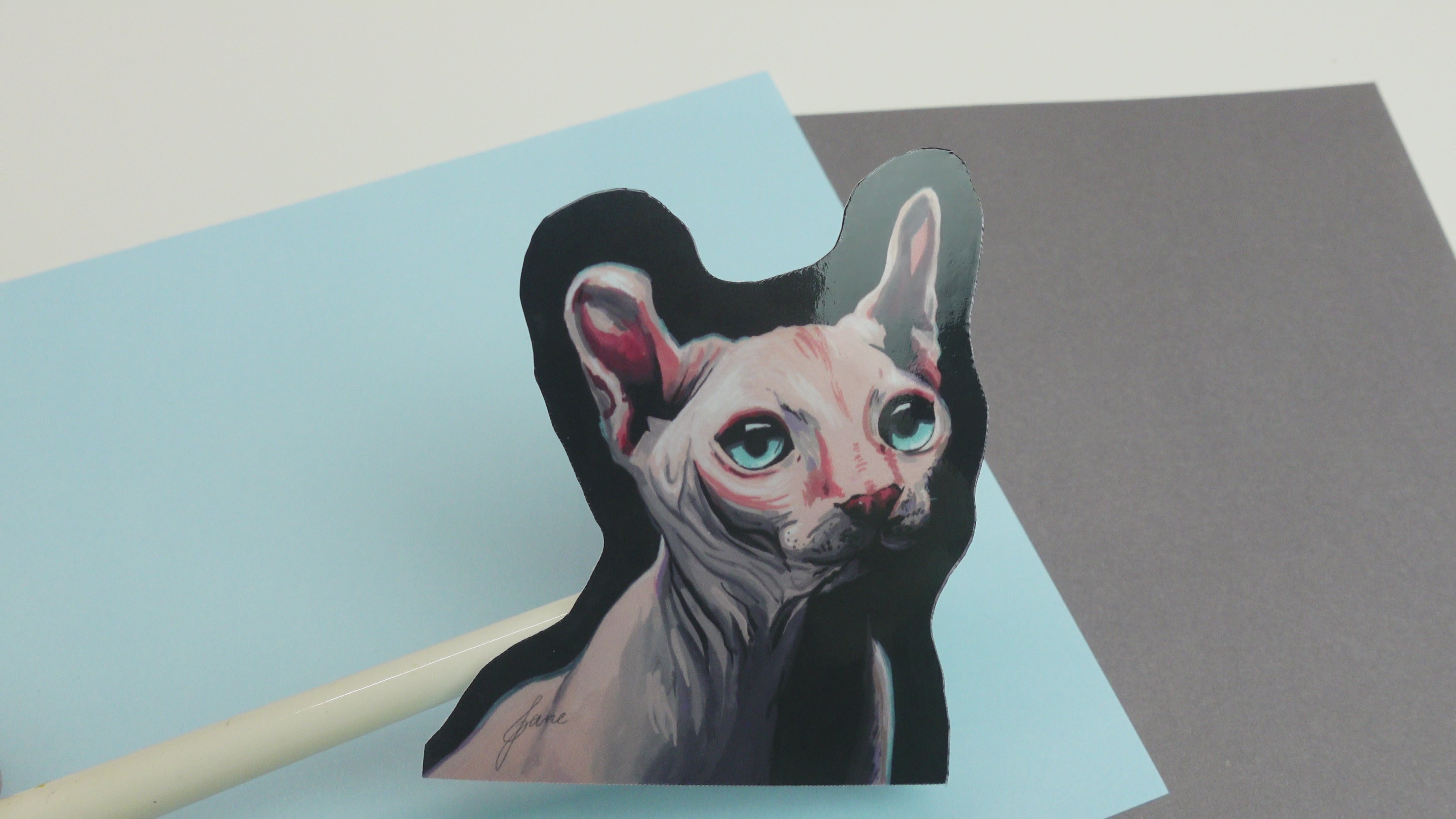 Sphynx sticker - glossy or holographic sticker of original gouache painting