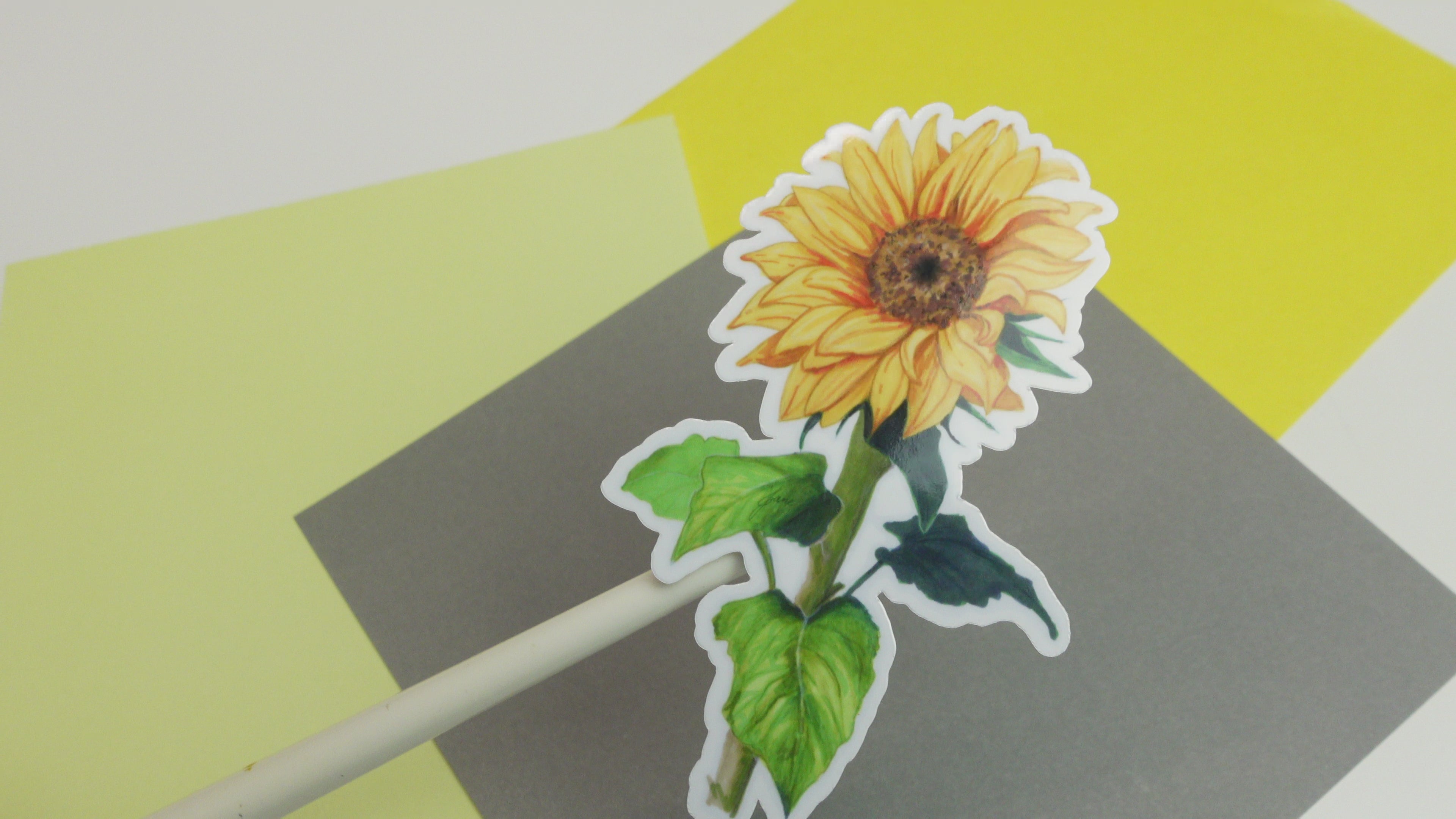 Sunflower sticker - glossy or holographic sticker of original marker drawing - floral flowers