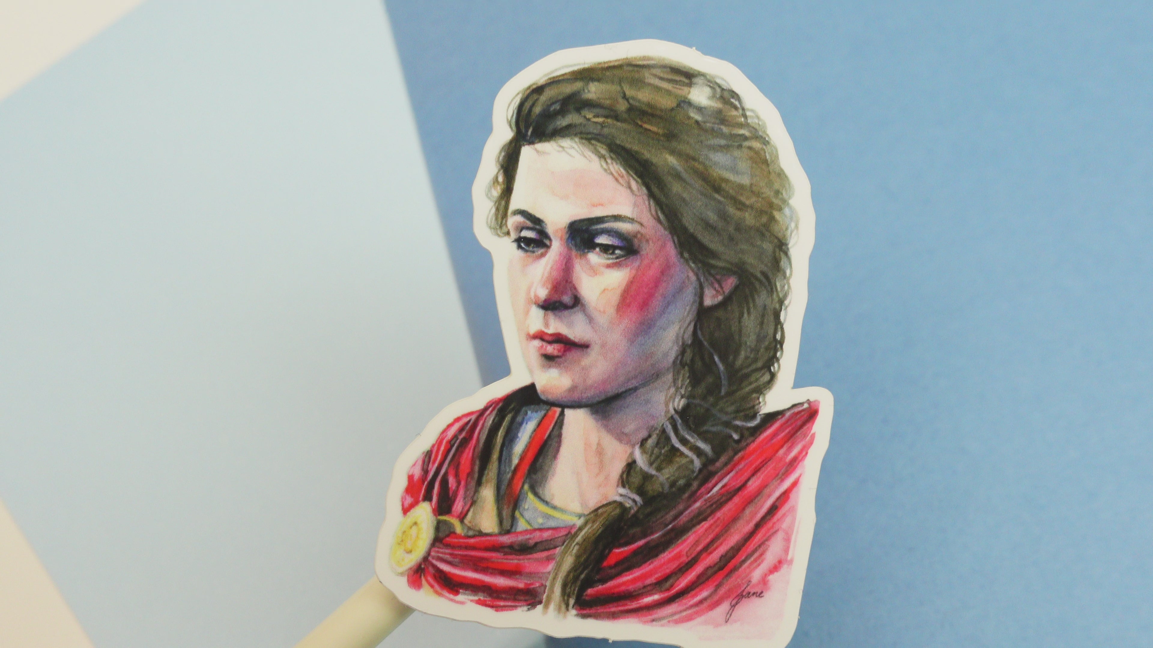 Kassandra sticker 2 - Assassin's Creed Odyssey watercolour painting vinyl sticker