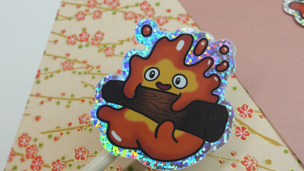Calcifer sticker - holographic vinyl sticker - Studio Ghibli Howl's Moving Castle