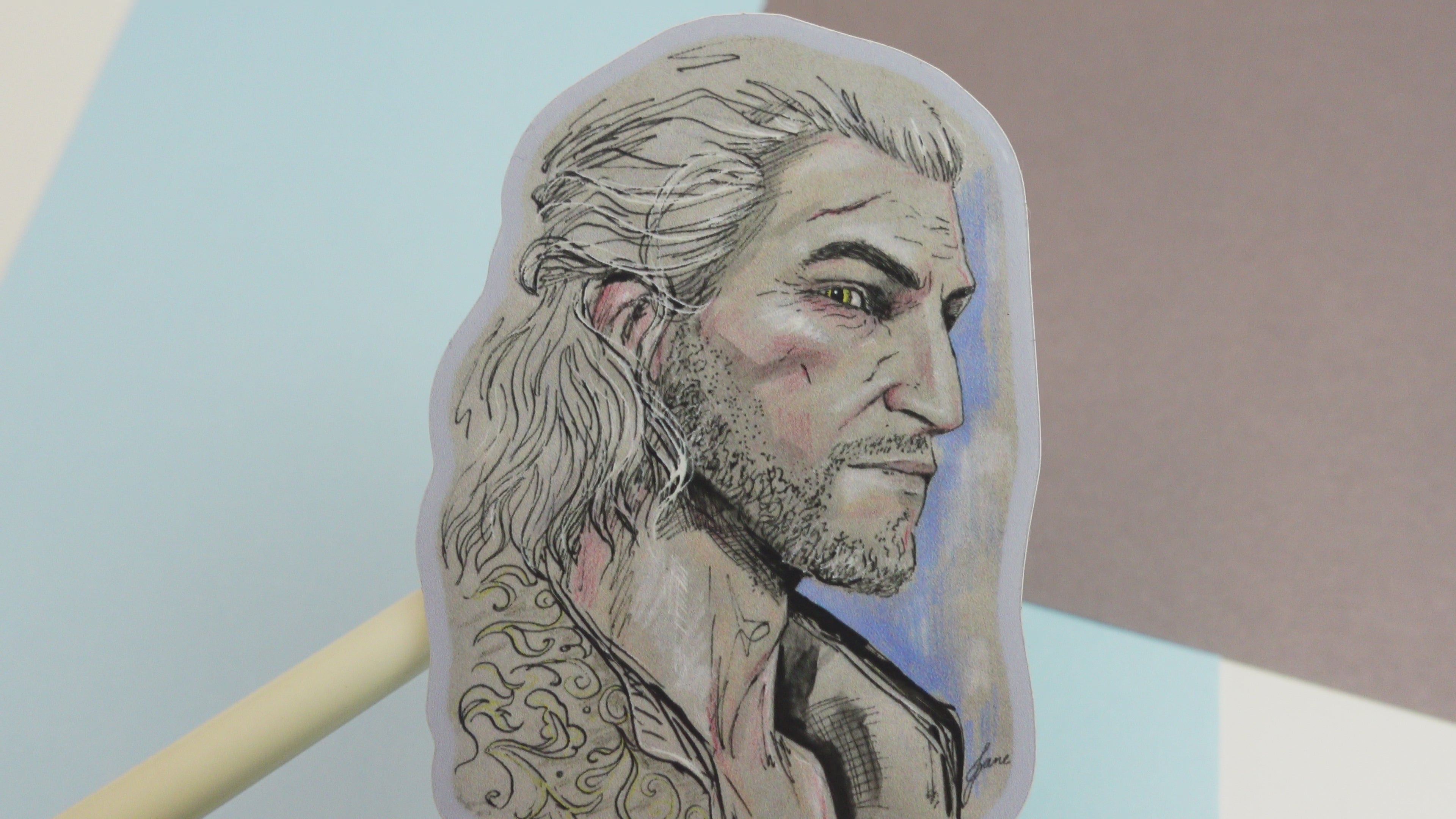 Geralt sticker - The Witcher vinyl sticker of original gouache painting