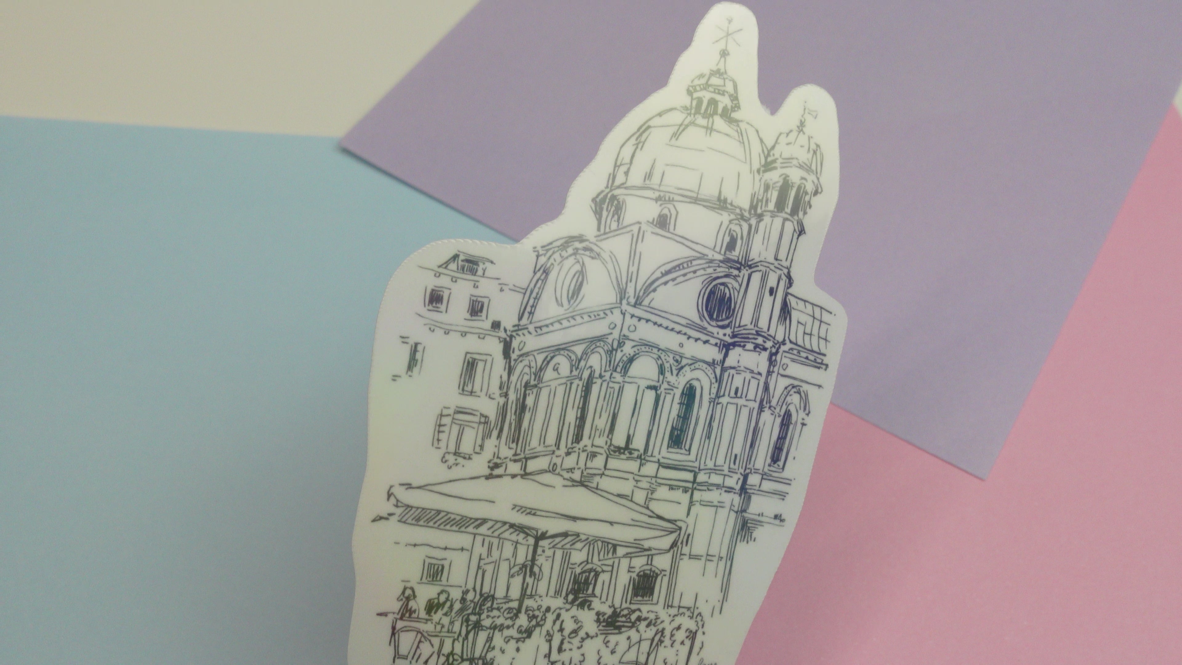 Miracoli ink sticker - glossy sticker of original ink drawing of Santa Maria Miracoli in Venice