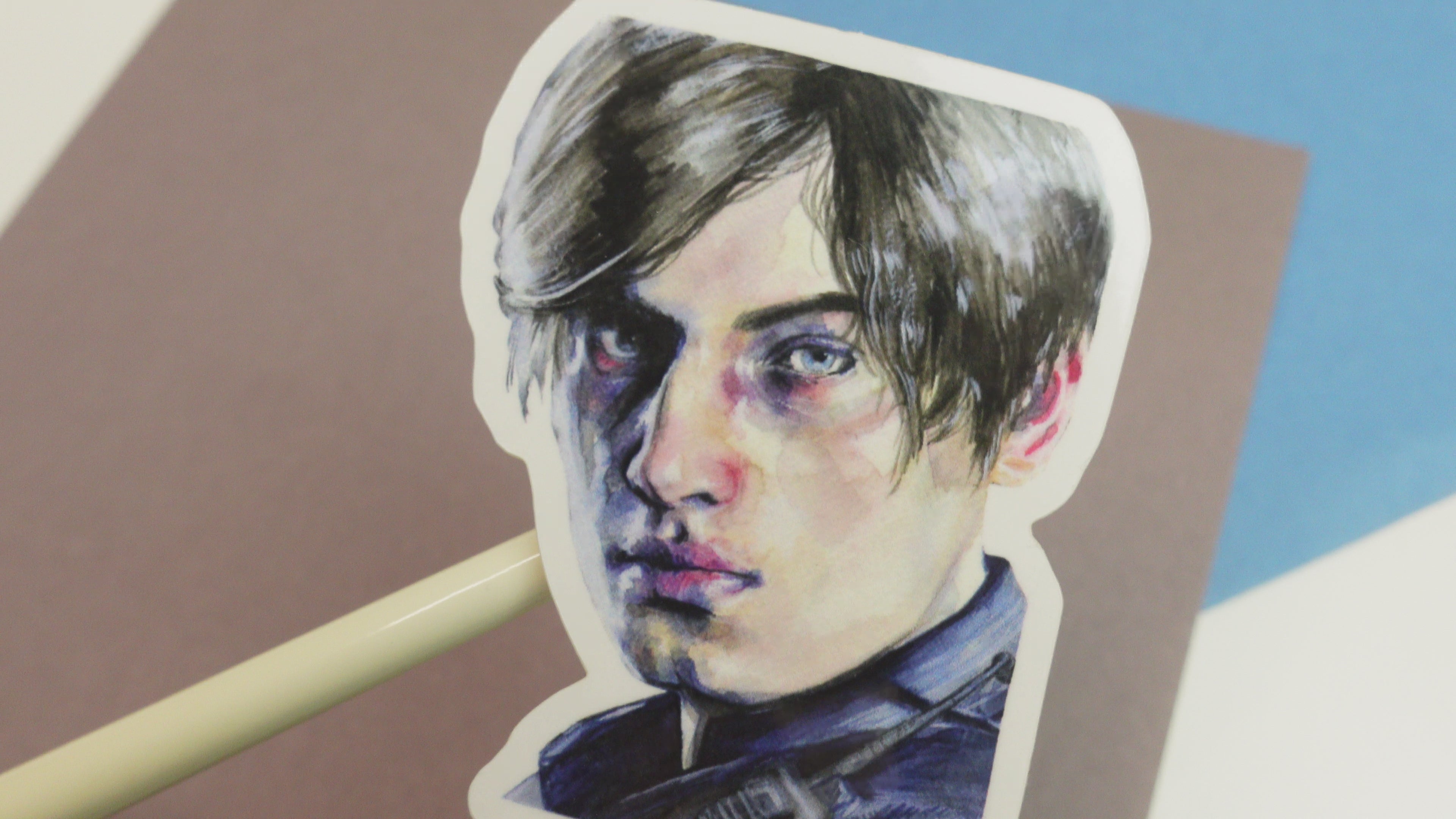 Leon sticker - Resident Evil original gouache painting vinyl sticker