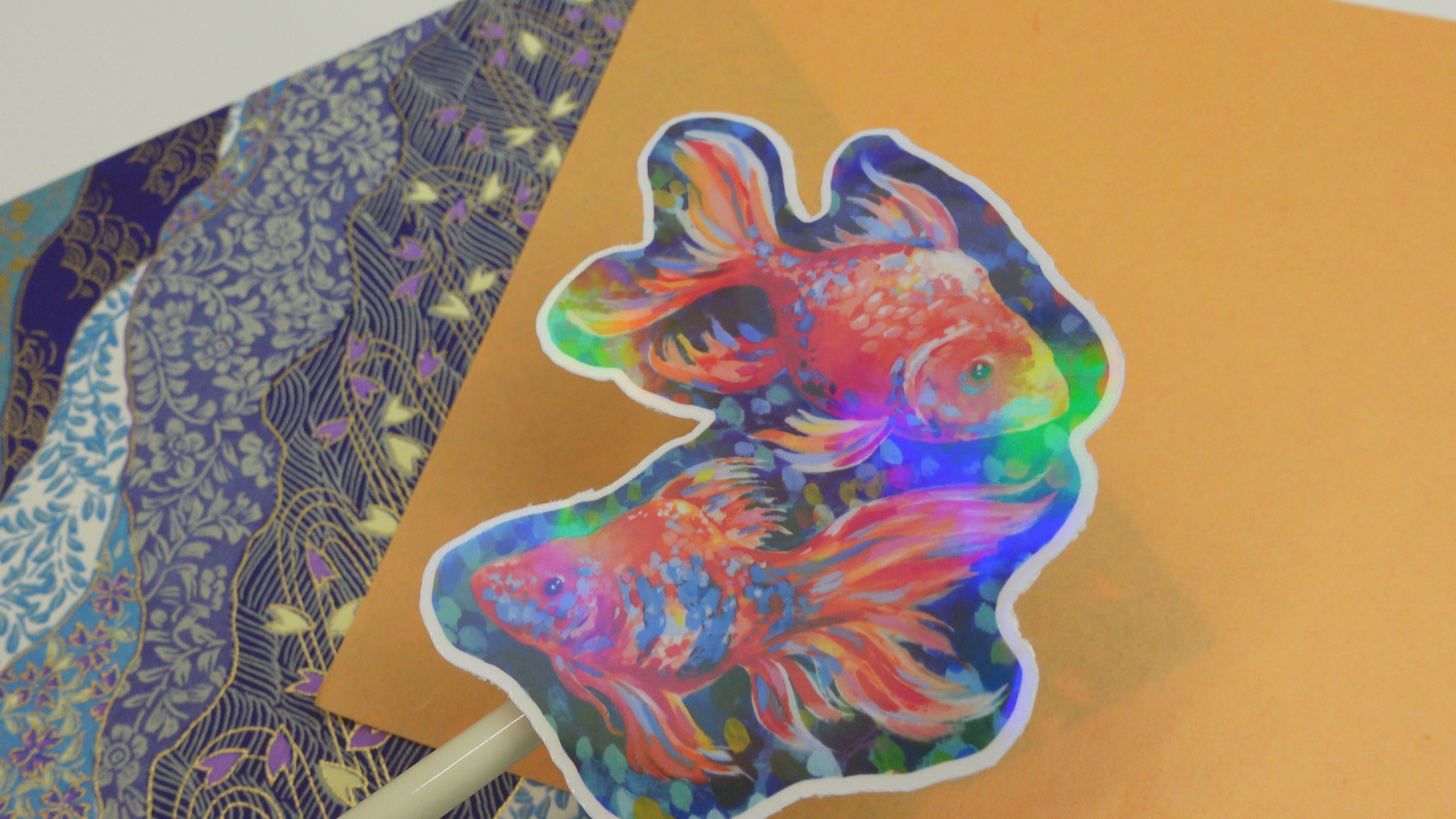 Goldfish sticker -  glossy or holographic sticker of original acrylic painting