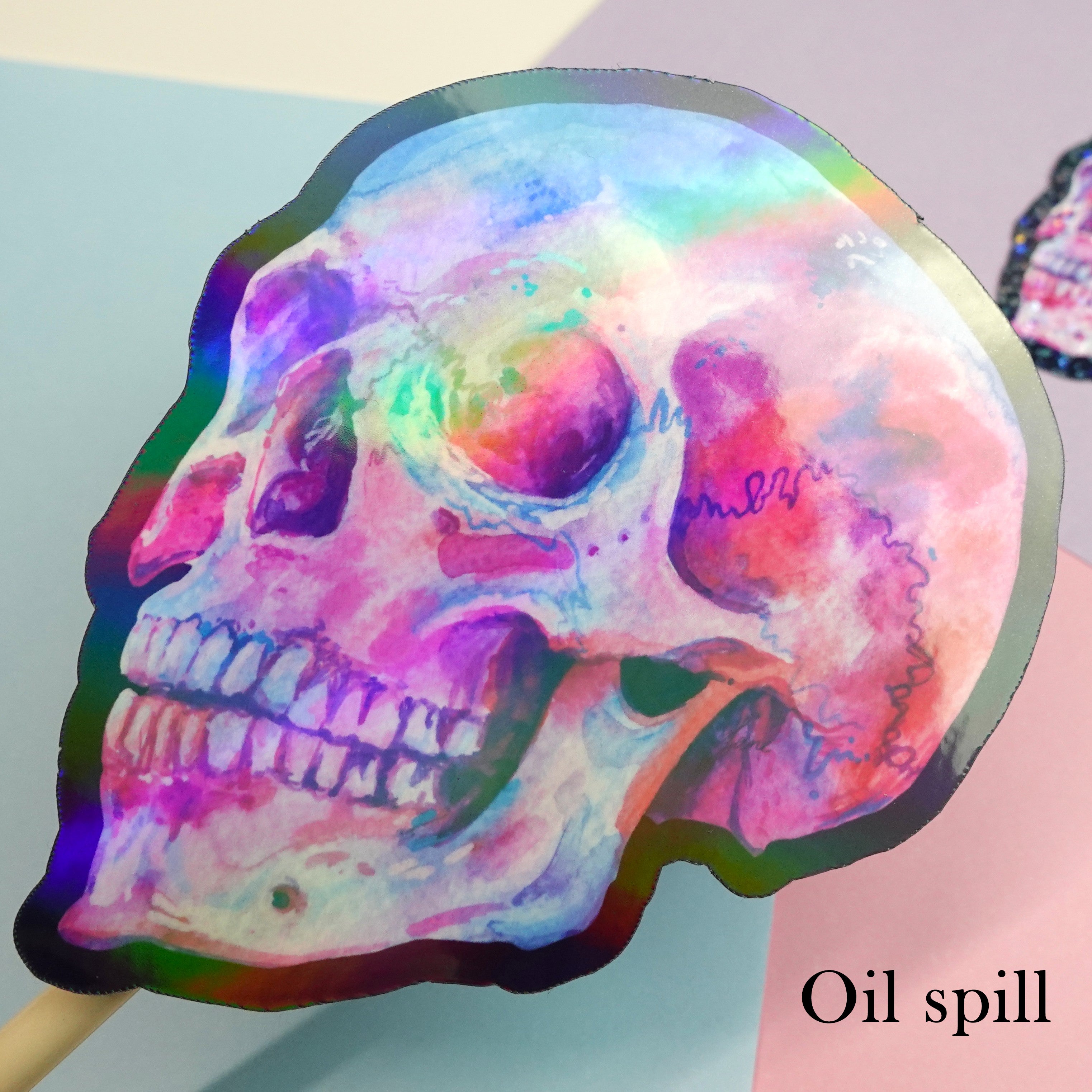 Skull sticker - glossy sticker of original watercolour painting