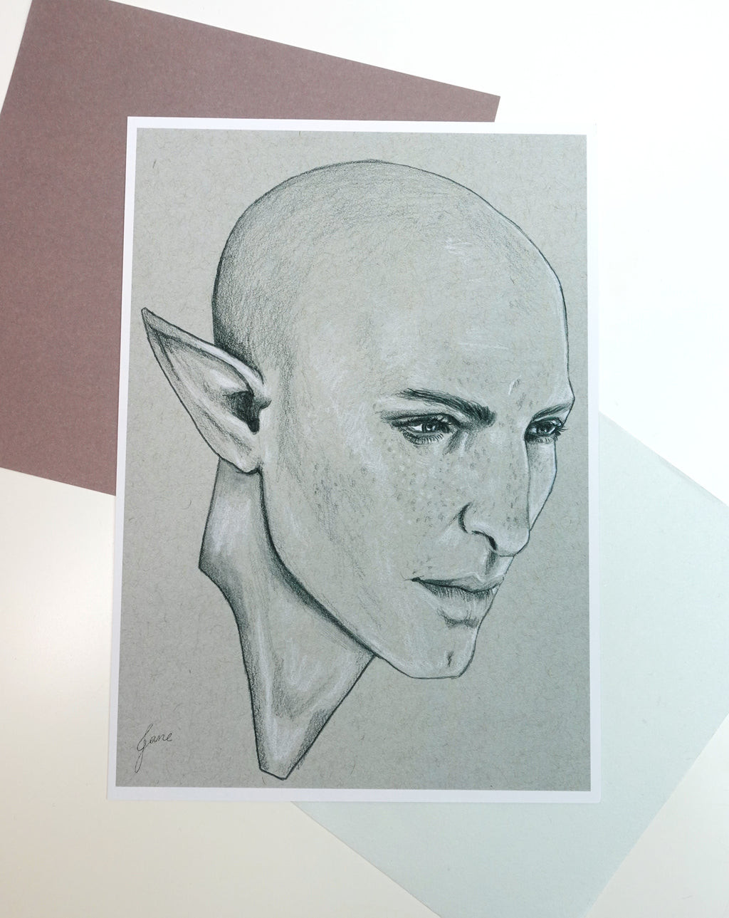 Solas print - A5 art print of Solas from Dragon Age original fanart drawing in pastel