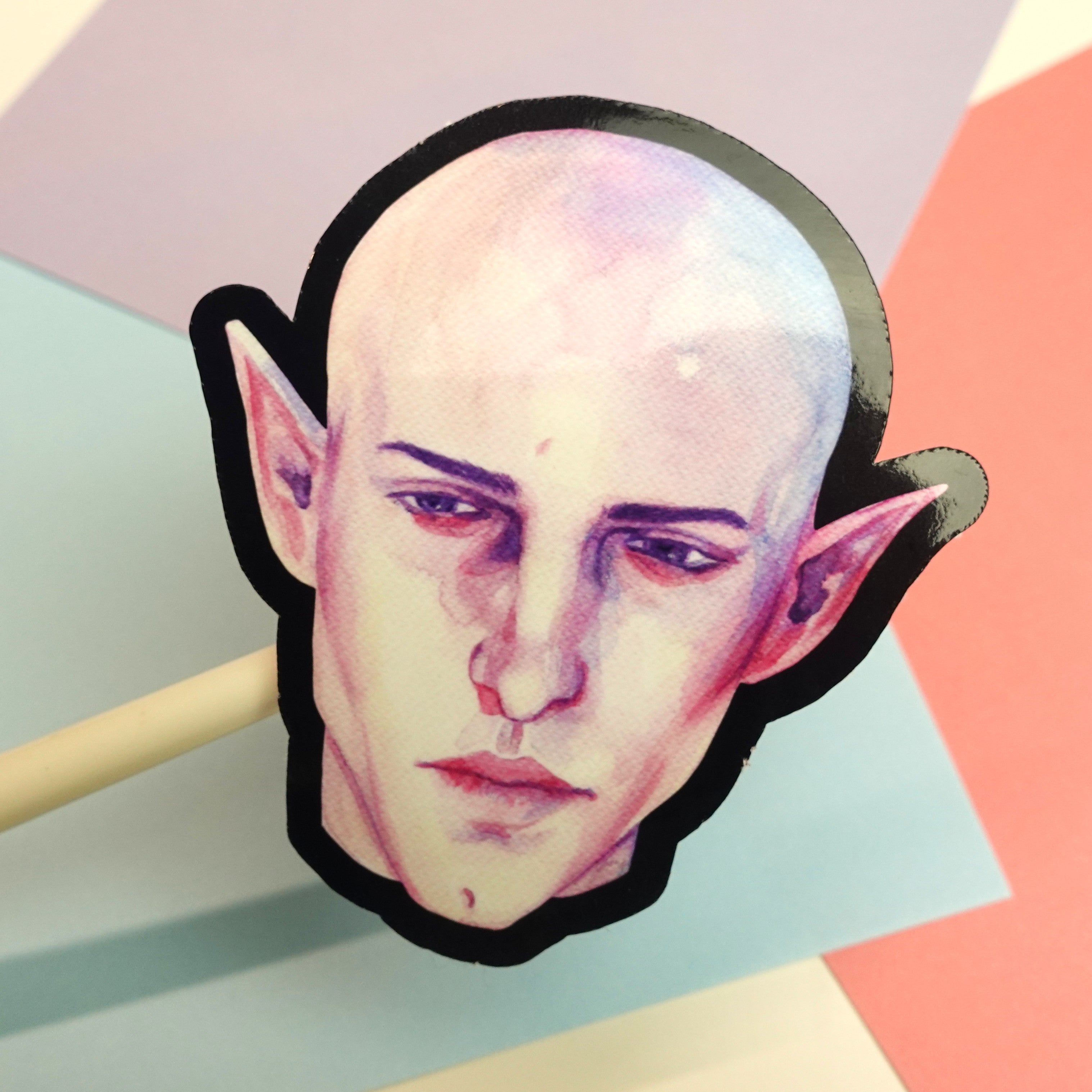 Solas sticker - Dragon Age fanart sticker of original watercolour painting