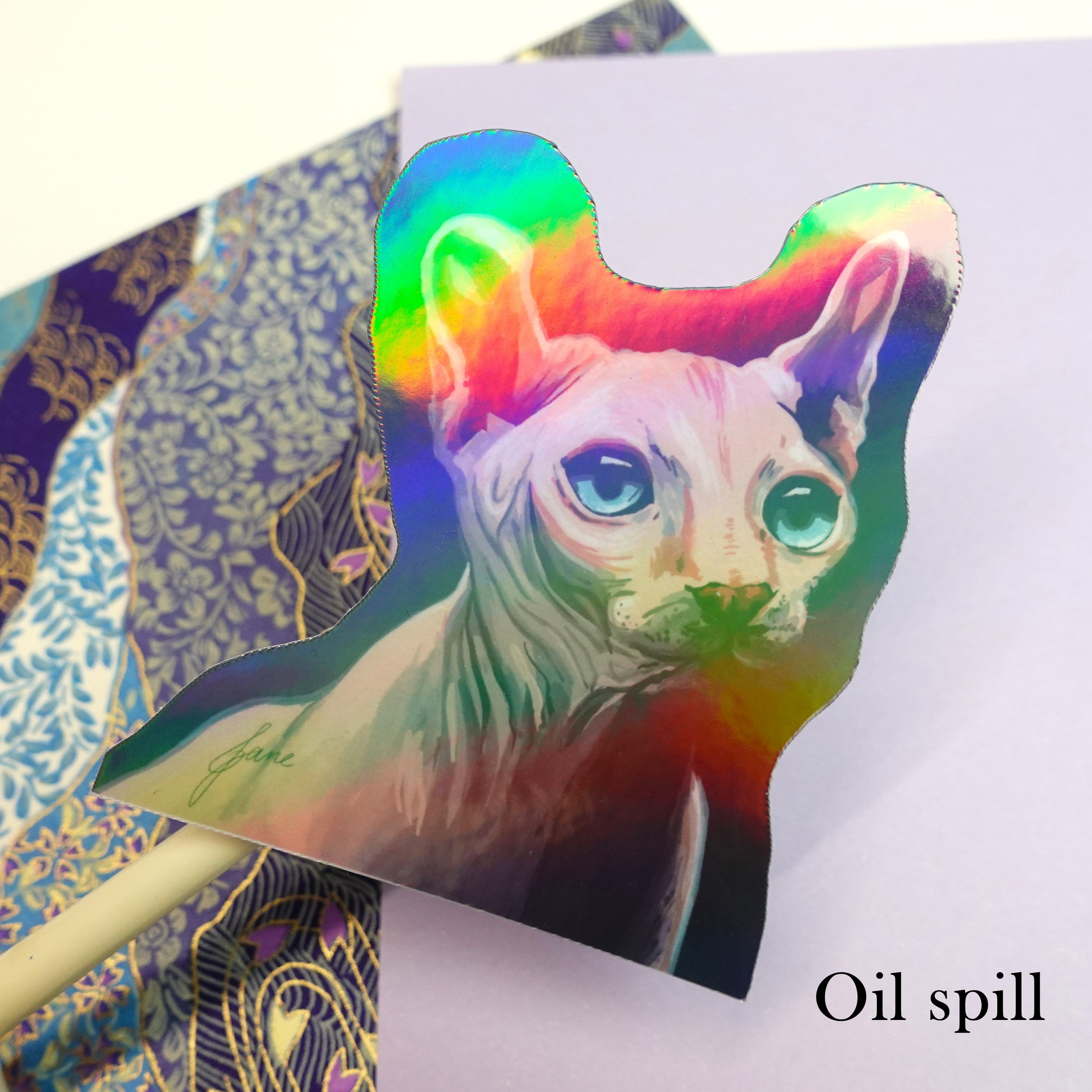 Sphynx sticker - glossy or holographic sticker of original gouache painting
