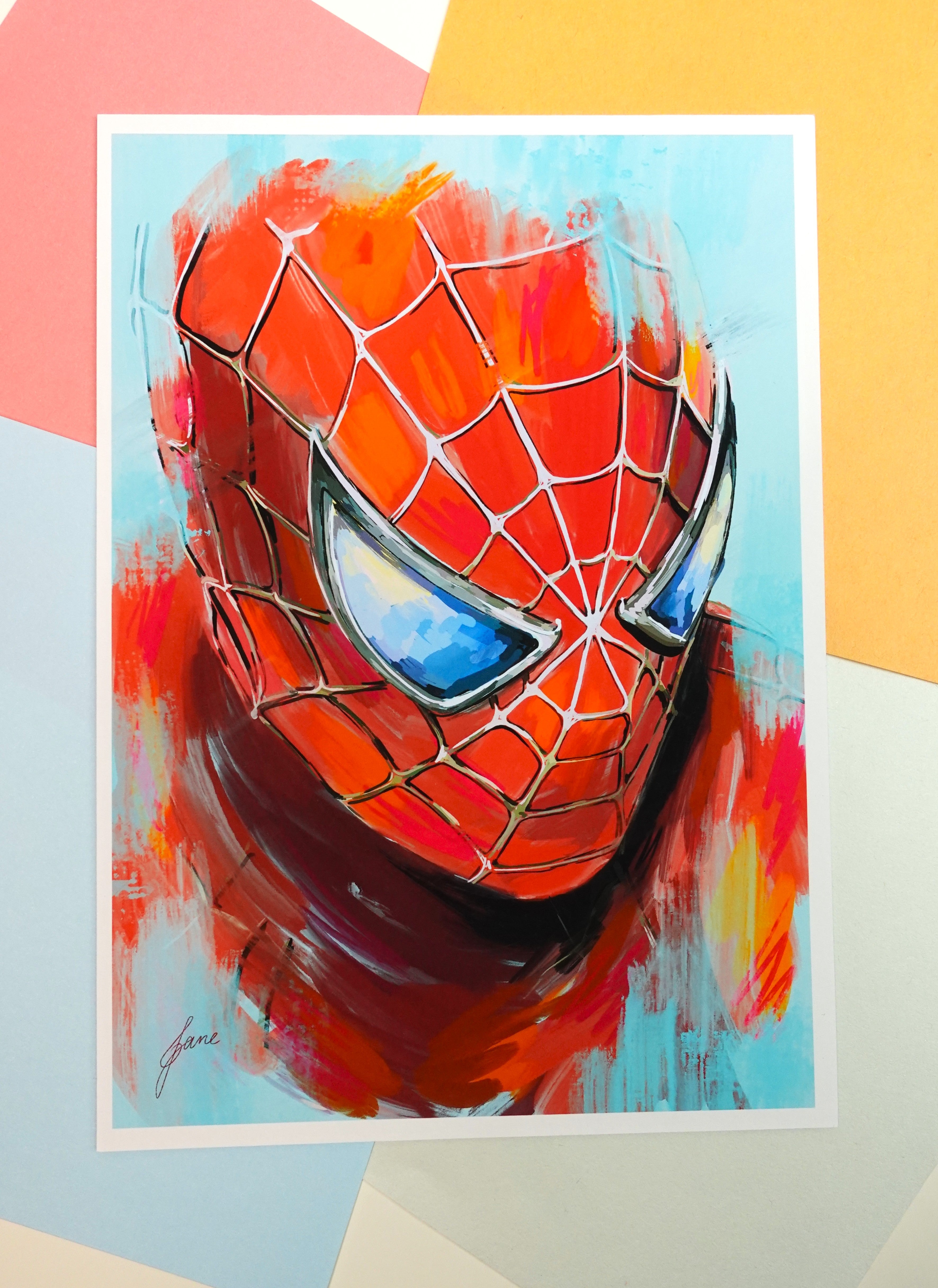 Spiderman print - A5 art print of original fanart digital painting of Marvel's Spiderman